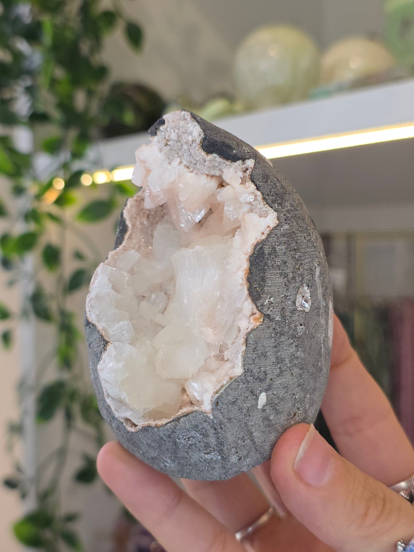 Pink Heulandite with Stilbite on Basalt Matrix from Mumbai, Maharashtra, India - F