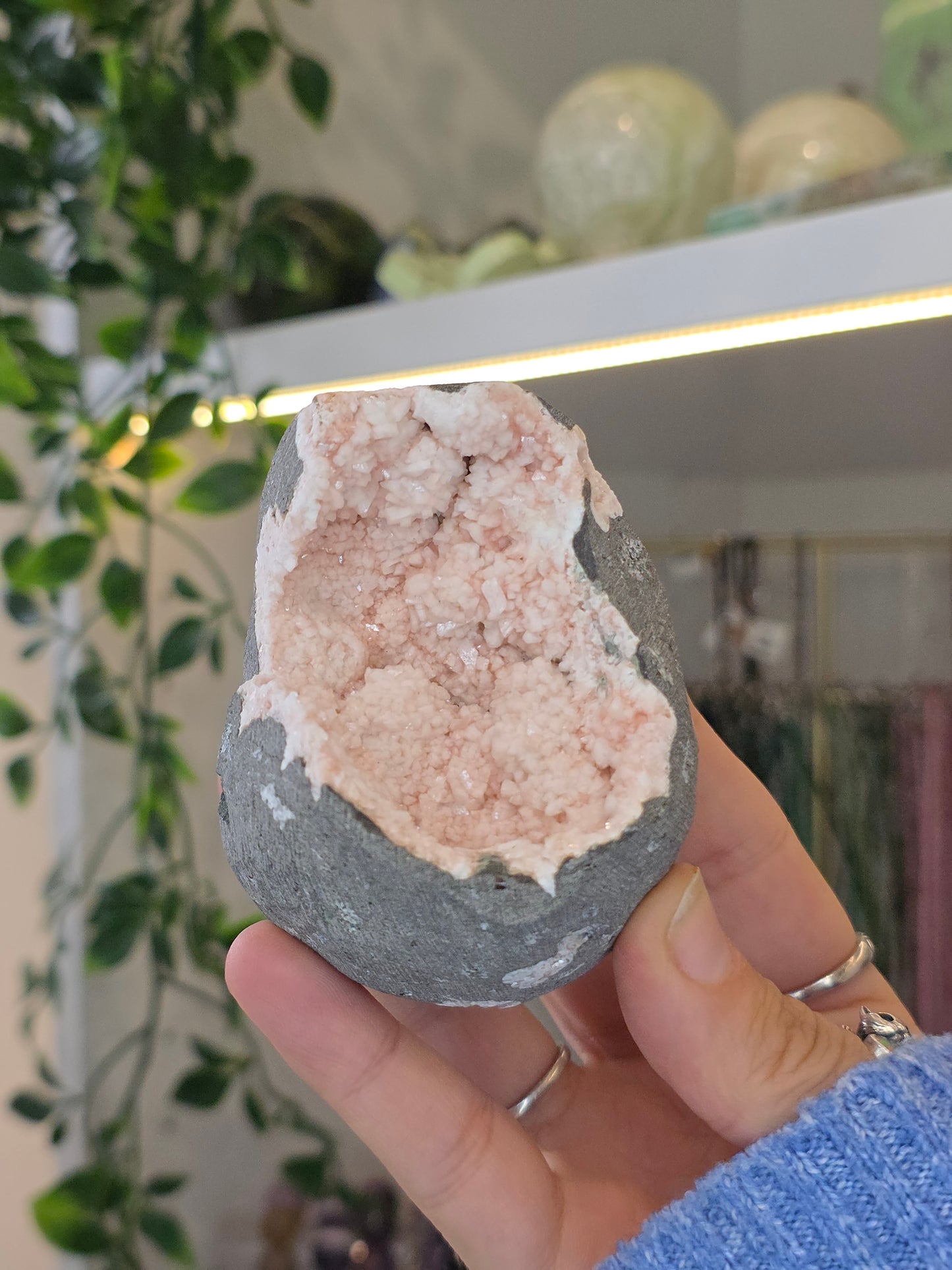 Pink Heulandite with Stilbite on Basalt Matrix from Mumbai, Maharashtra, India - J
