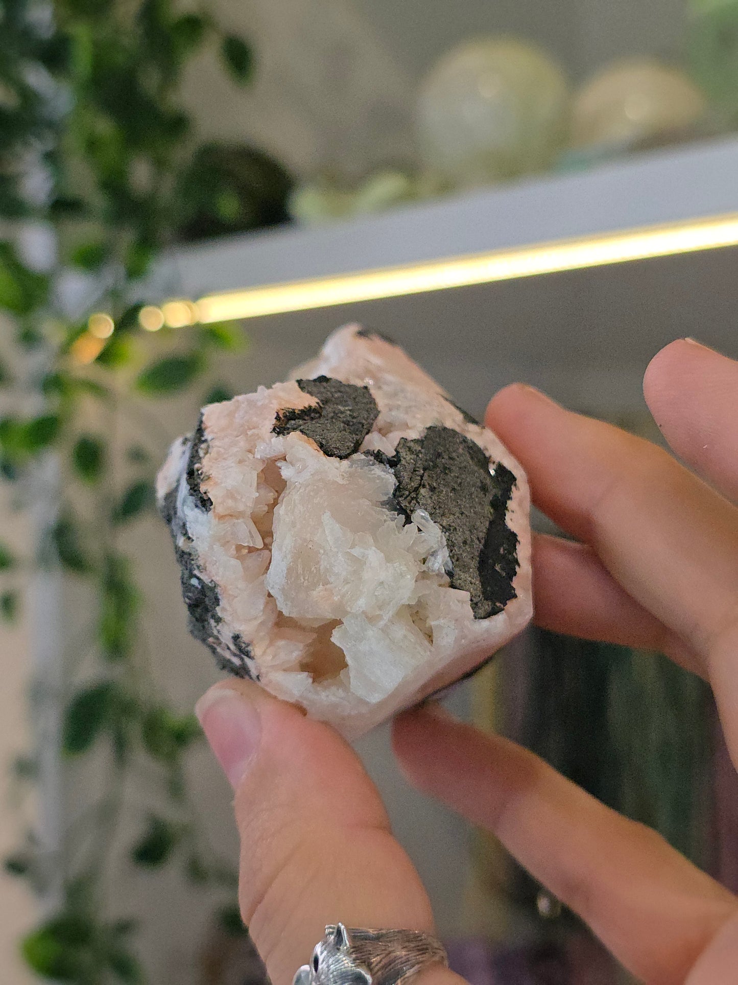 Pink Heulandite with Stilbite on Basalt Matrix from Mumbai, Maharashtra, India - D