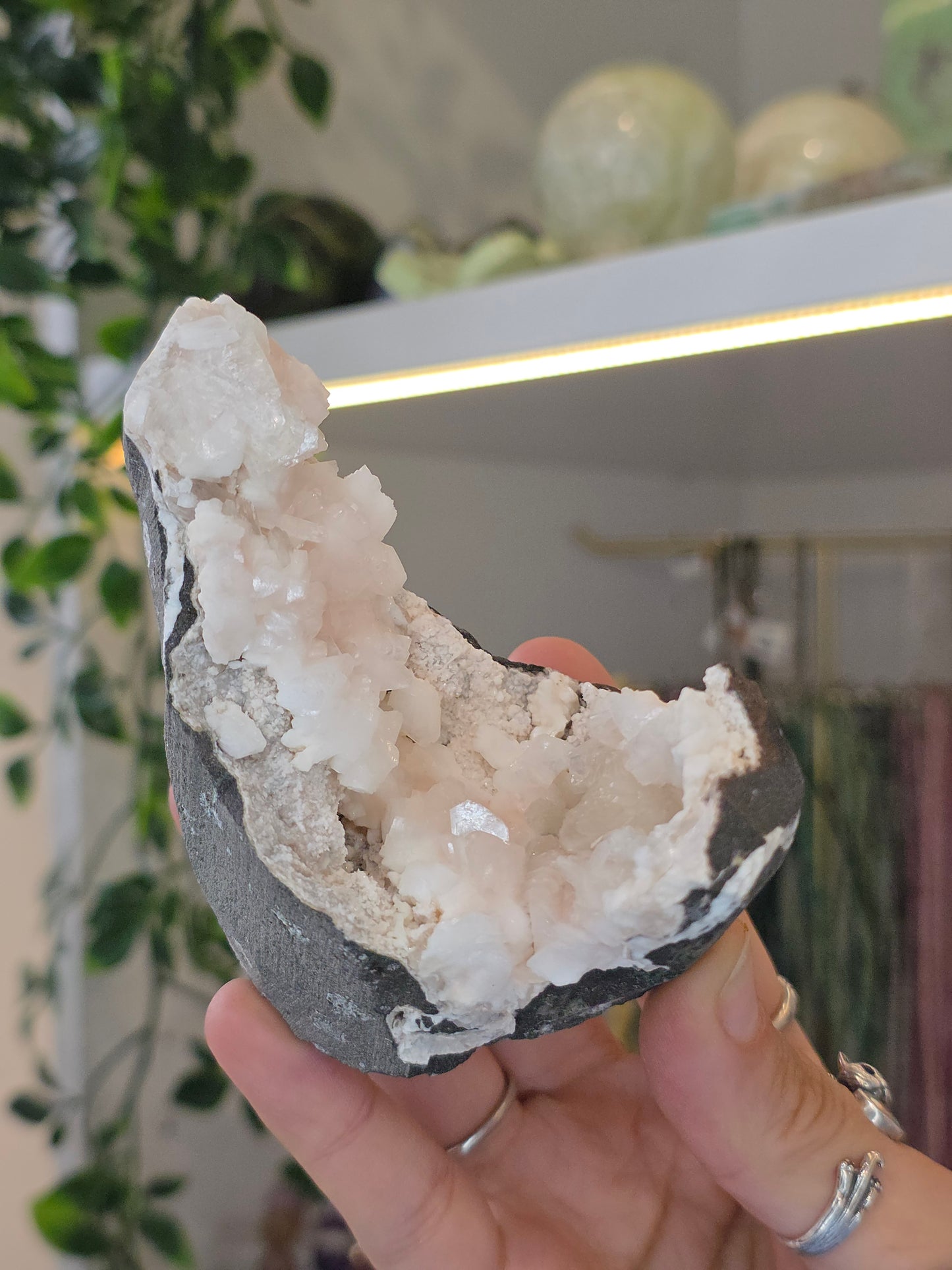 Pink Heulandite with Stilbite on Basalt Matrix from Mumbai, Maharashtra, India - A