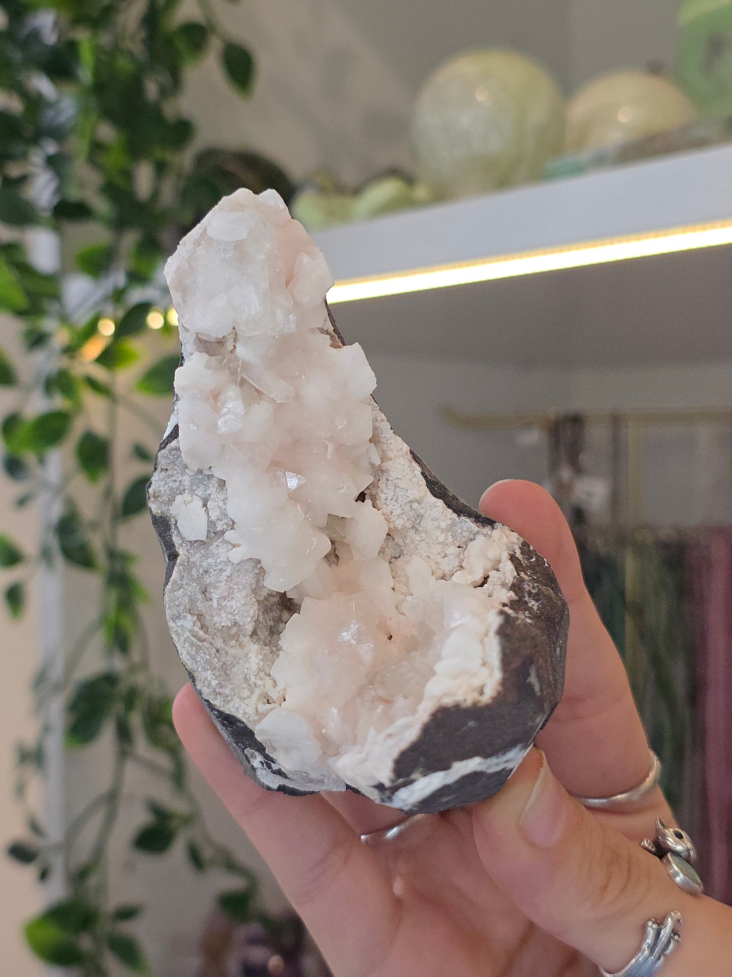 Pink Heulandite with Stilbite on Basalt Matrix from Mumbai, Maharashtra, India - A