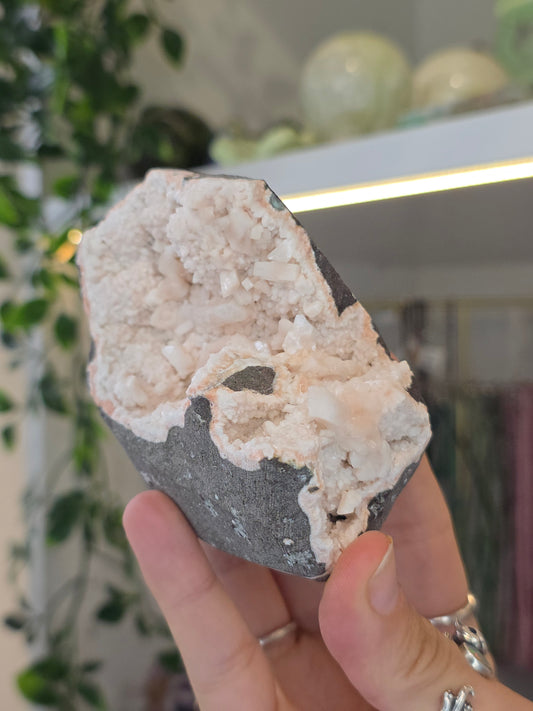 Pink Heulandite with Stilbite on Basalt Matrix from Mumbai, Maharashtra, India - P