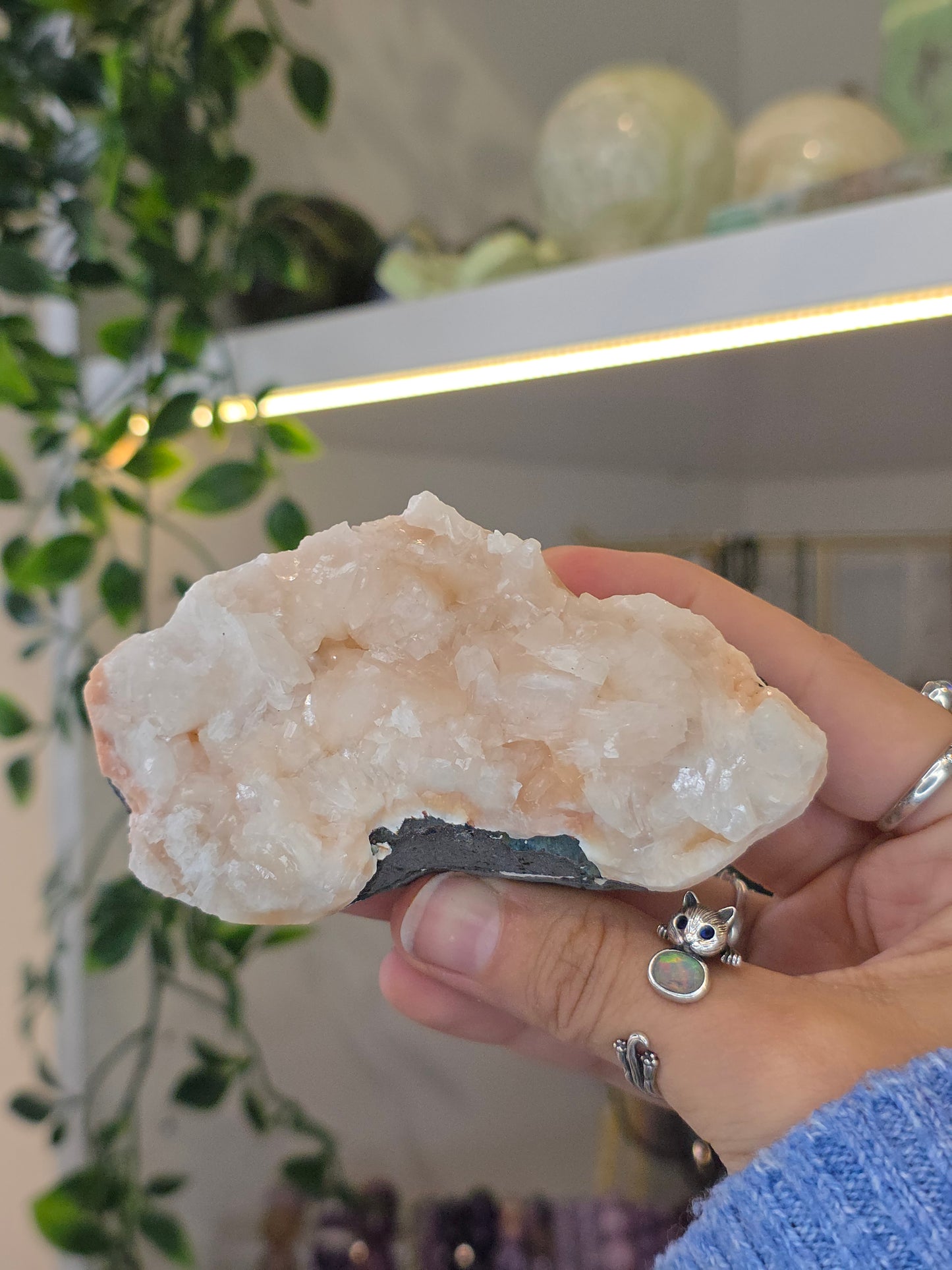 Pink Heulandite with Stilbite on Basalt Matrix from Mumbai, Maharashtra, India - C