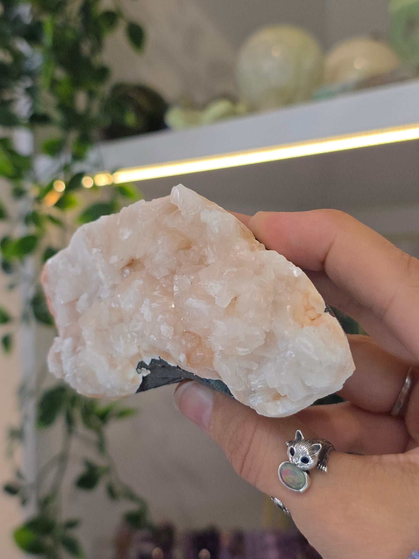 Pink Heulandite with Stilbite on Basalt Matrix from Mumbai, Maharashtra, India - C
