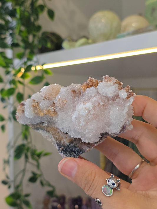 Calcite with Sparkly Selenite Coating from Santa Eulalia, Chihuahua, Mexico - B