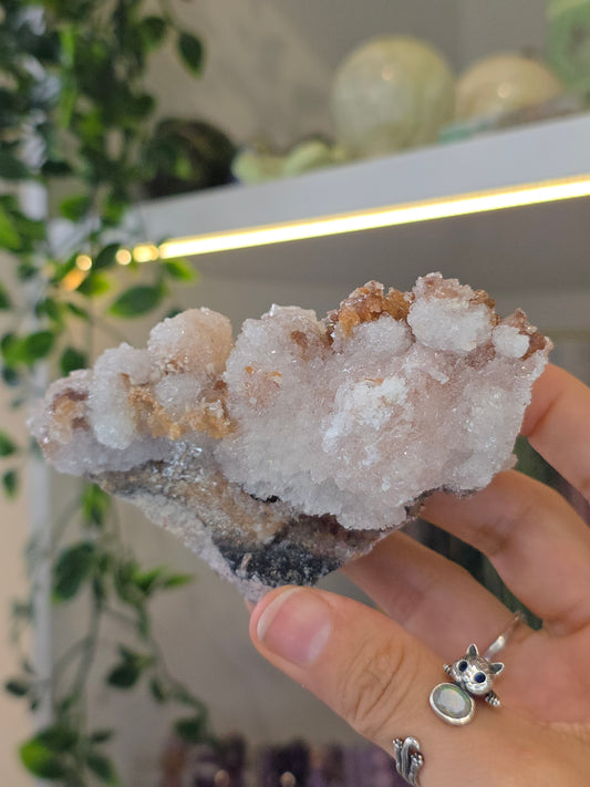 Calcite with Sparkly Selenite Coating from Santa Eulalia, Chihuahua, Mexico - B