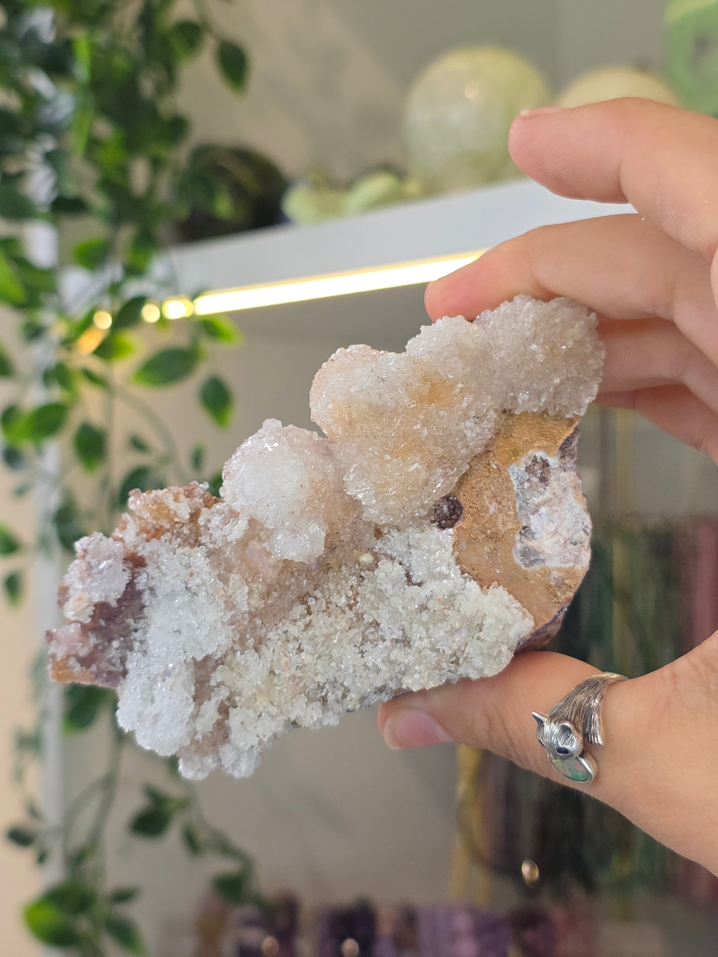 Calcite with Sparkly Selenite Coating from Santa Eulalia, Chihuahua, Mexico - B