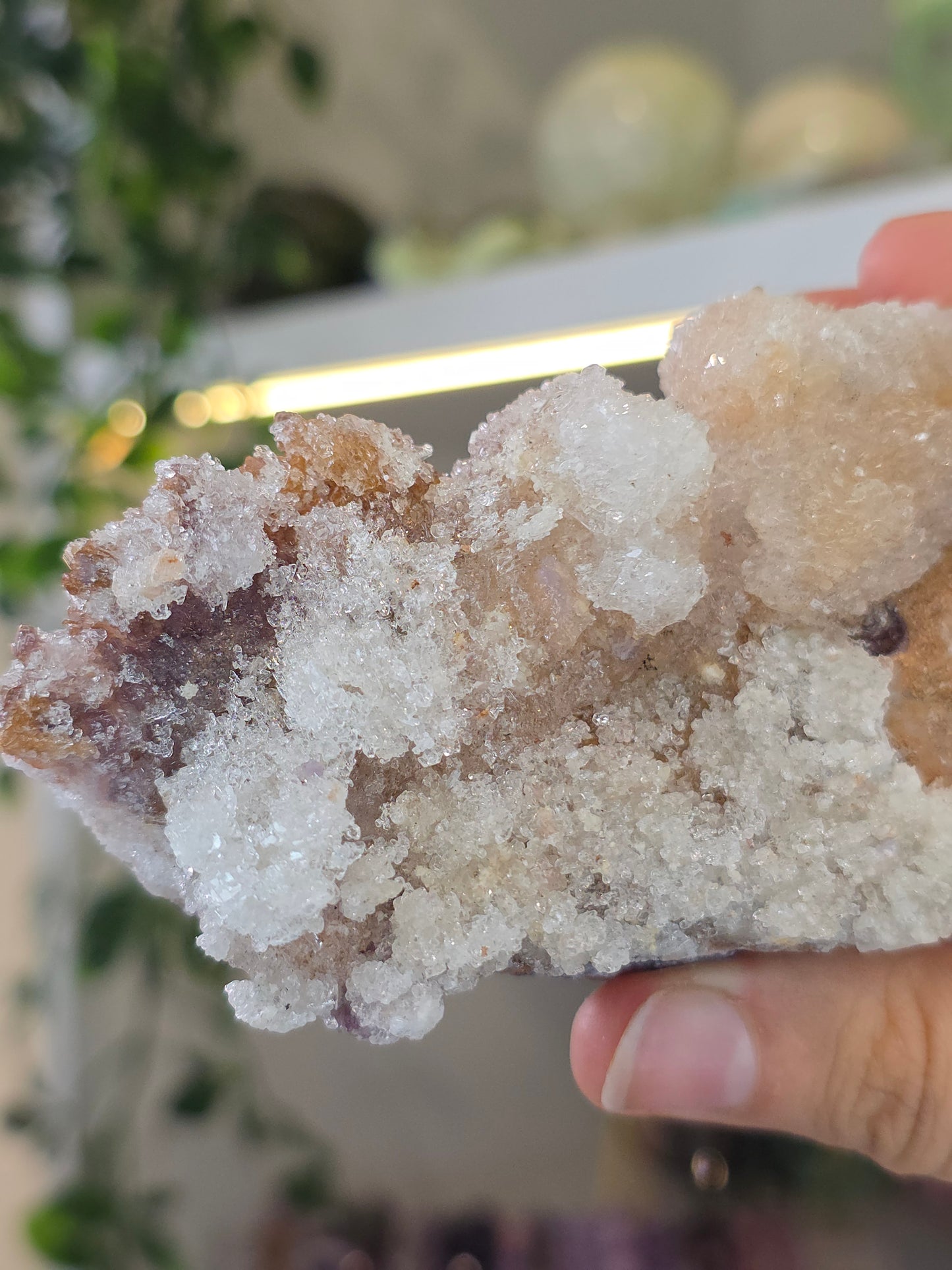 Calcite with Sparkly Selenite Coating from Santa Eulalia, Chihuahua, Mexico - B