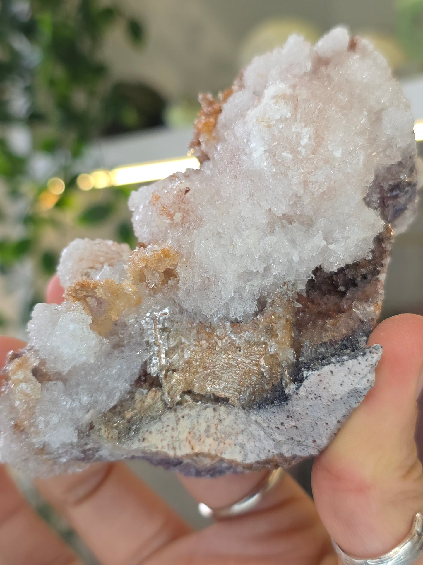 Calcite with Sparkly Selenite Coating from Santa Eulalia, Chihuahua, Mexico - B