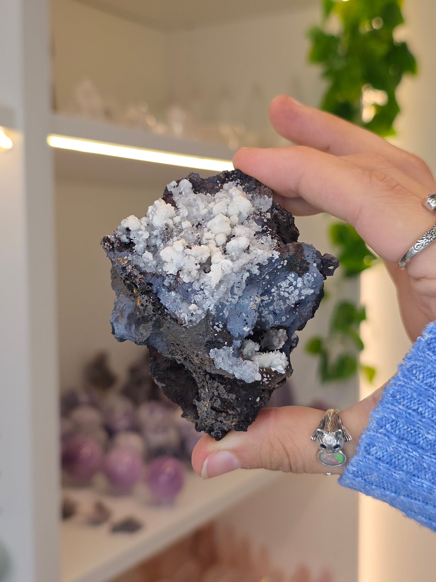 Aragonite on Chalcedony Goethite from Santa Eulalia, Chihuahua, Mexico - A
