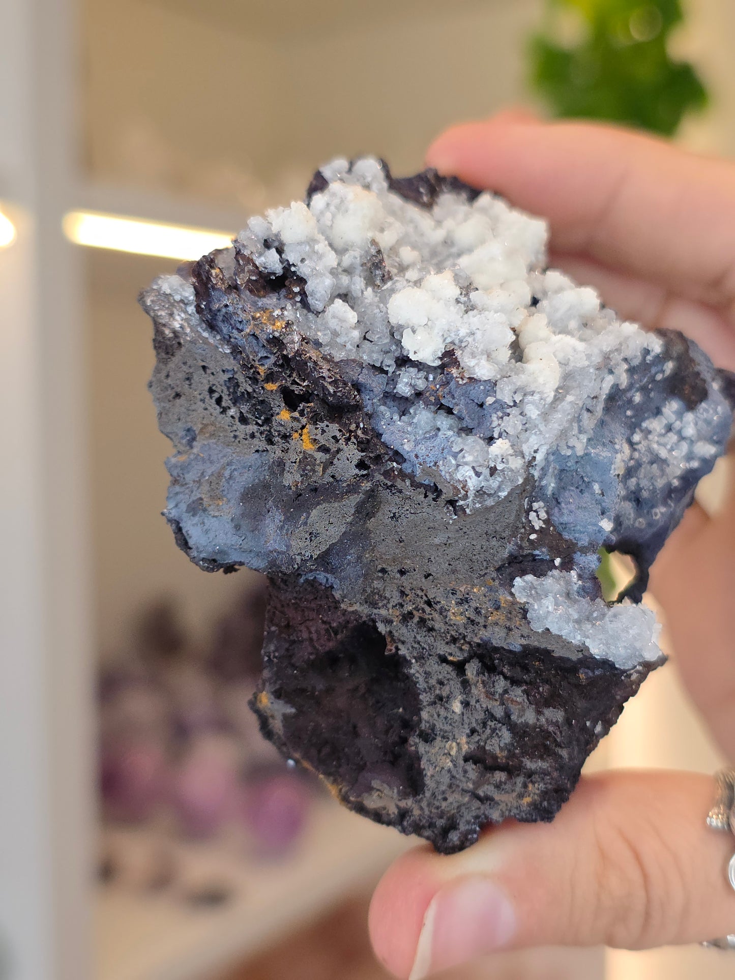 Aragonite on Chalcedony Goethite from Santa Eulalia, Chihuahua, Mexico - A
