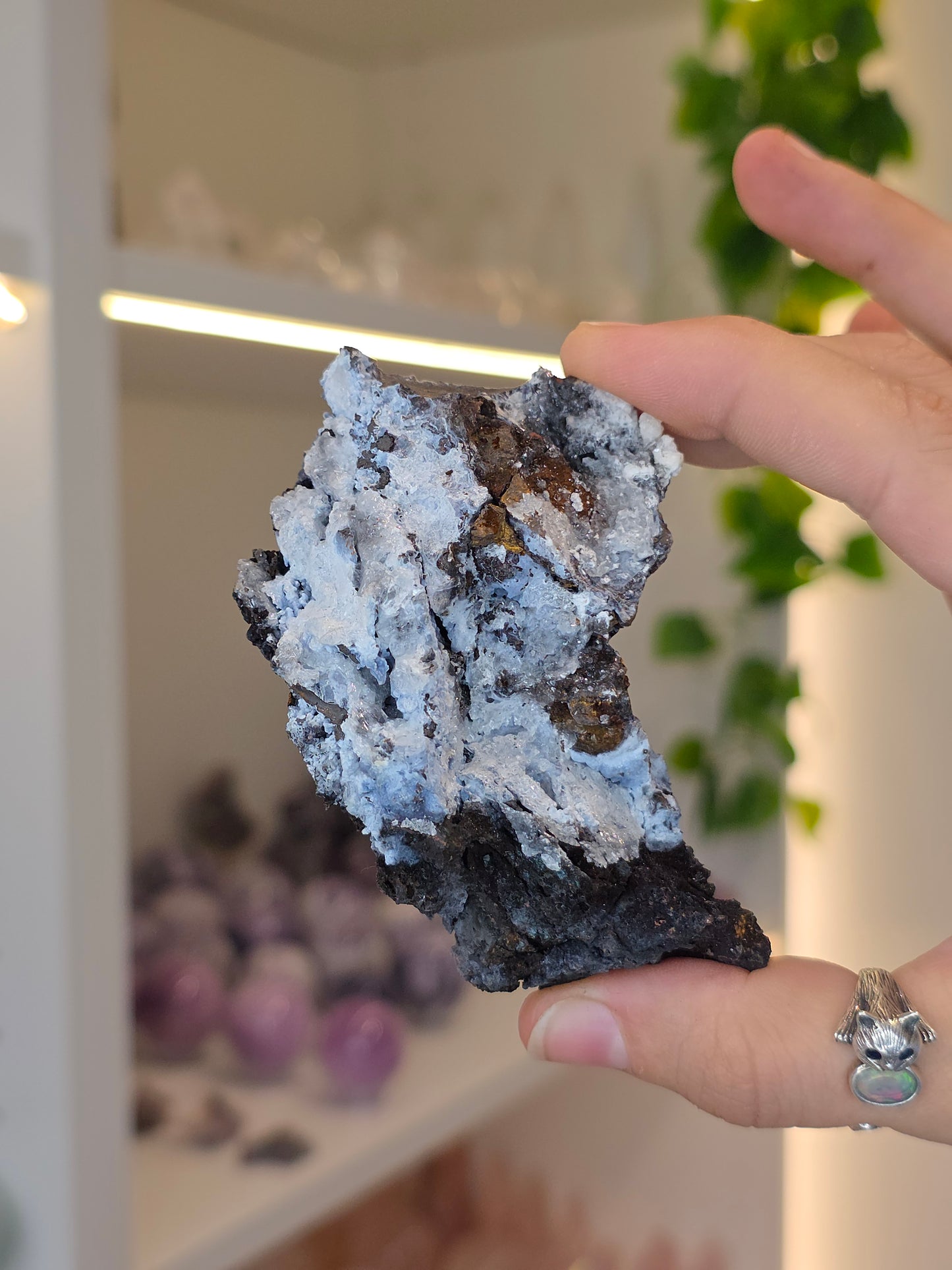 Aragonite on Chalcedony Goethite from Santa Eulalia, Chihuahua, Mexico - C