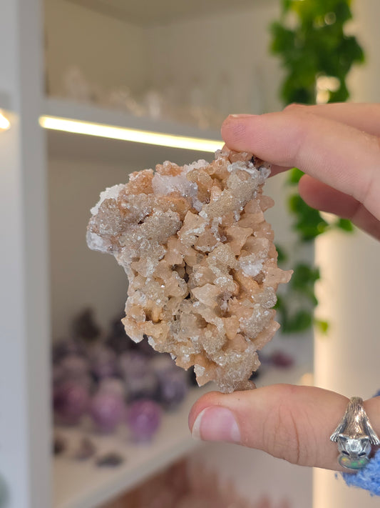 Selenite on Dogtooth Calcite from Santa Eulalia, Chihuahua, Mexico - D