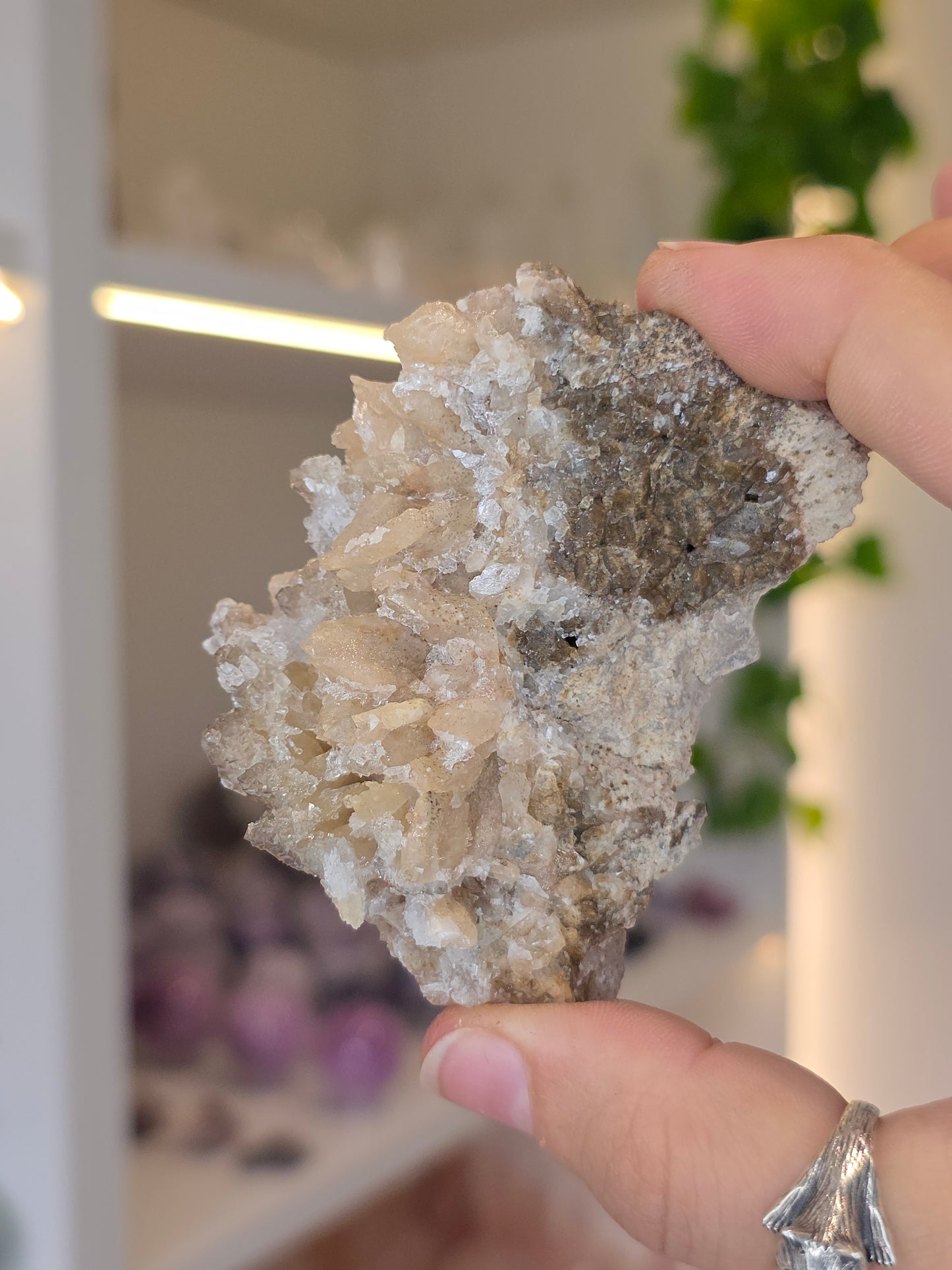 Selenite on Dogtooth Calcite from Santa Eulalia, Chihuahua, Mexico - I