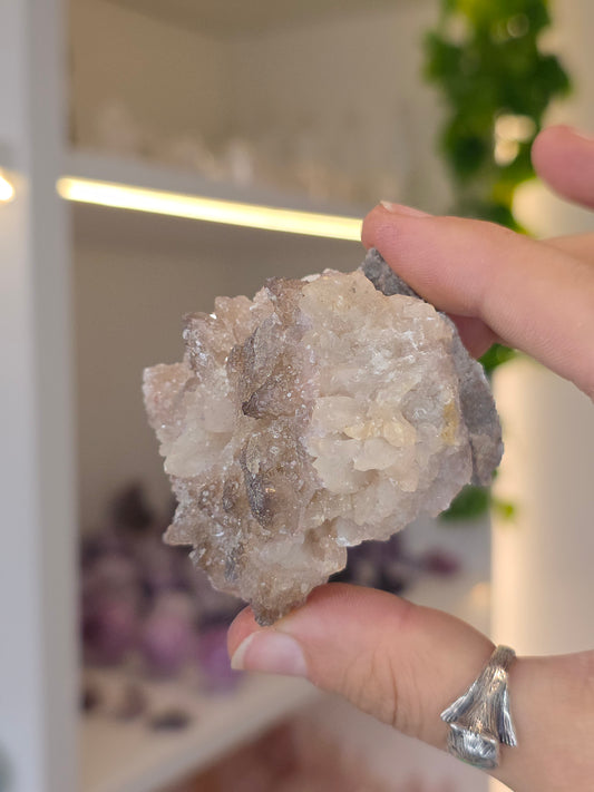 Selenite on Dogtooth Calcite from Santa Eulalia, Chihuahua, Mexico - J