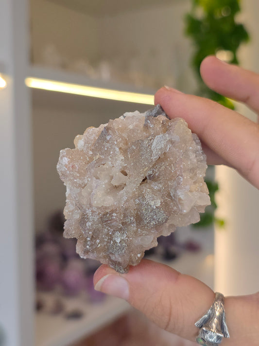 Selenite on Dogtooth Calcite from Santa Eulalia, Chihuahua, Mexico - J
