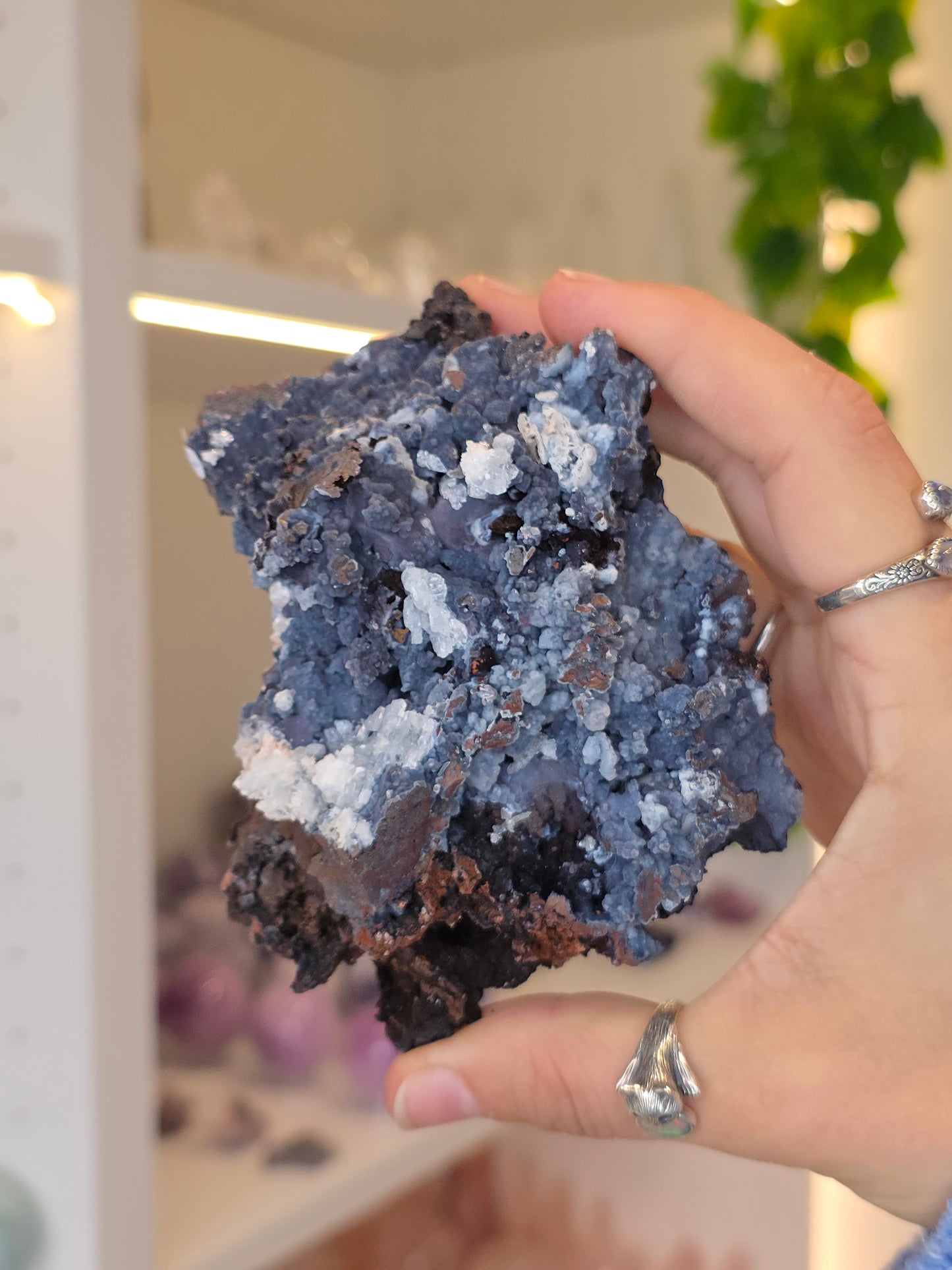 Aragonite on Chalcedony Goethite from Santa Eulalia, Chihuahua, Mexico - E