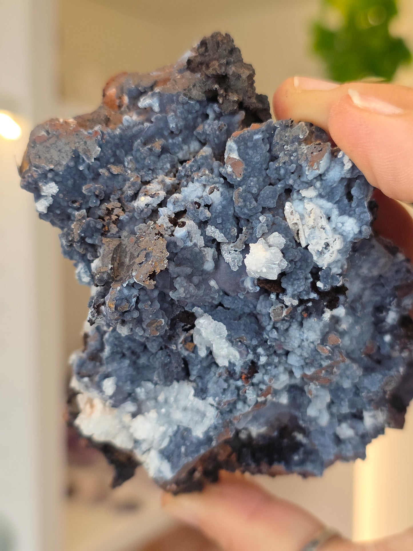 Aragonite on Chalcedony Goethite from Santa Eulalia, Chihuahua, Mexico - E