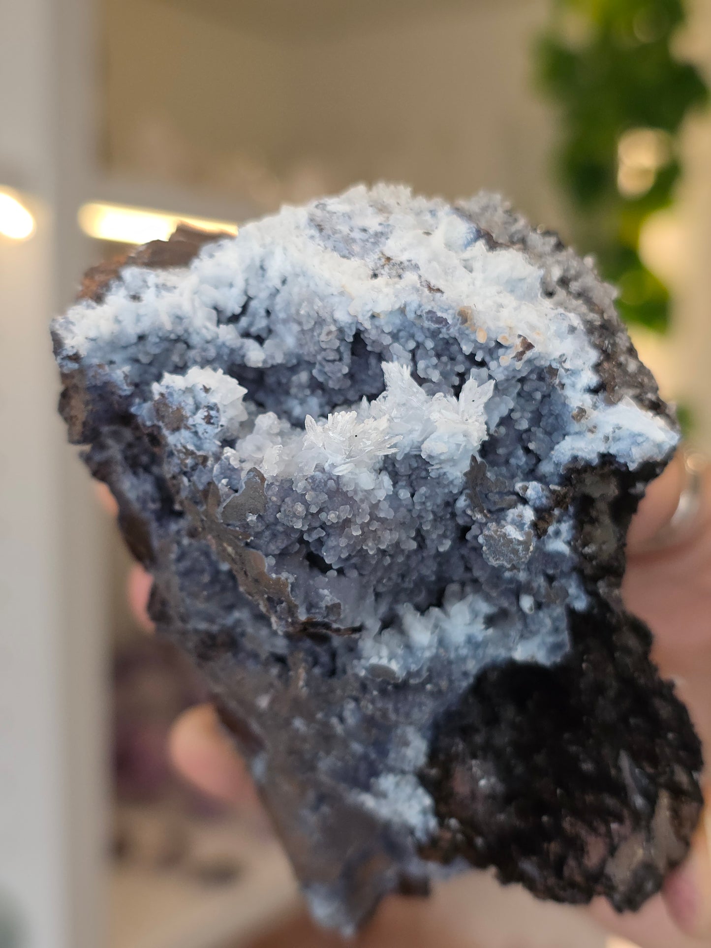 Aragonite on Chalcedony Goethite from Santa Eulalia, Chihuahua, Mexico - F