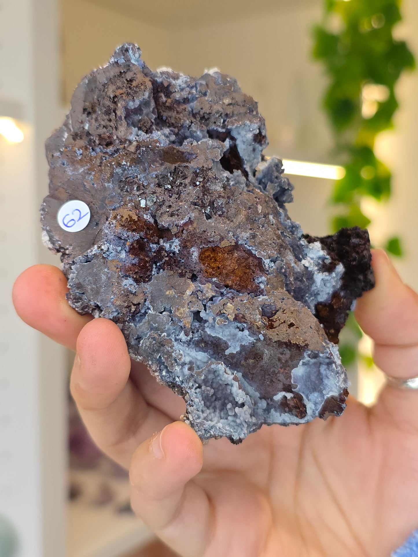 Aragonite on Chalcedony Goethite from Santa Eulalia, Chihuahua, Mexico - F