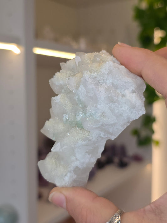 XHL Fluorite with UV Reactive Calcite on Quartz from Xianghualing Mine, Hunan Province, China - B