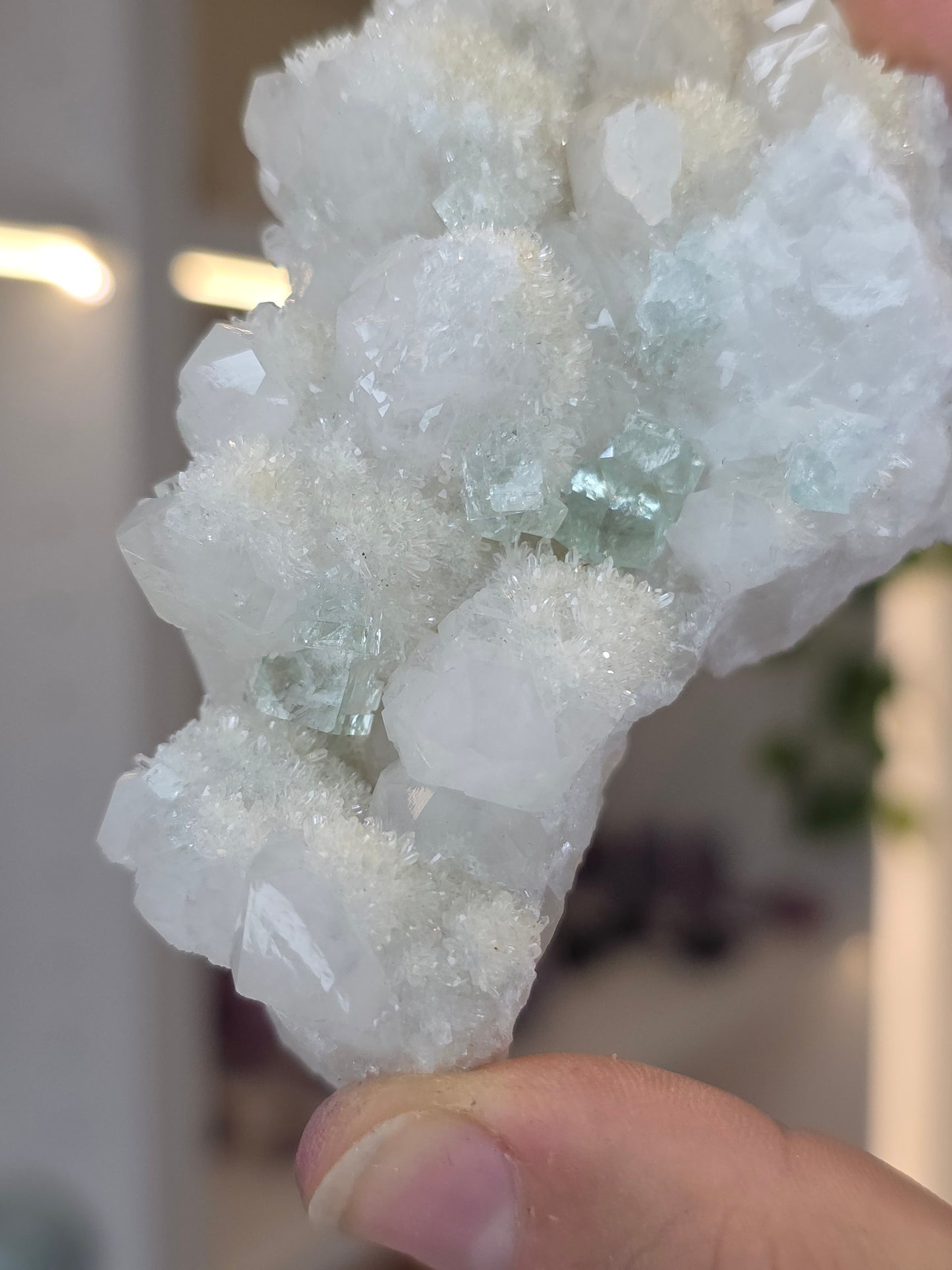 XHL Fluorite with UV Reactive Calcite on Quartz from Xianghualing Mine, Hunan Province, China - B