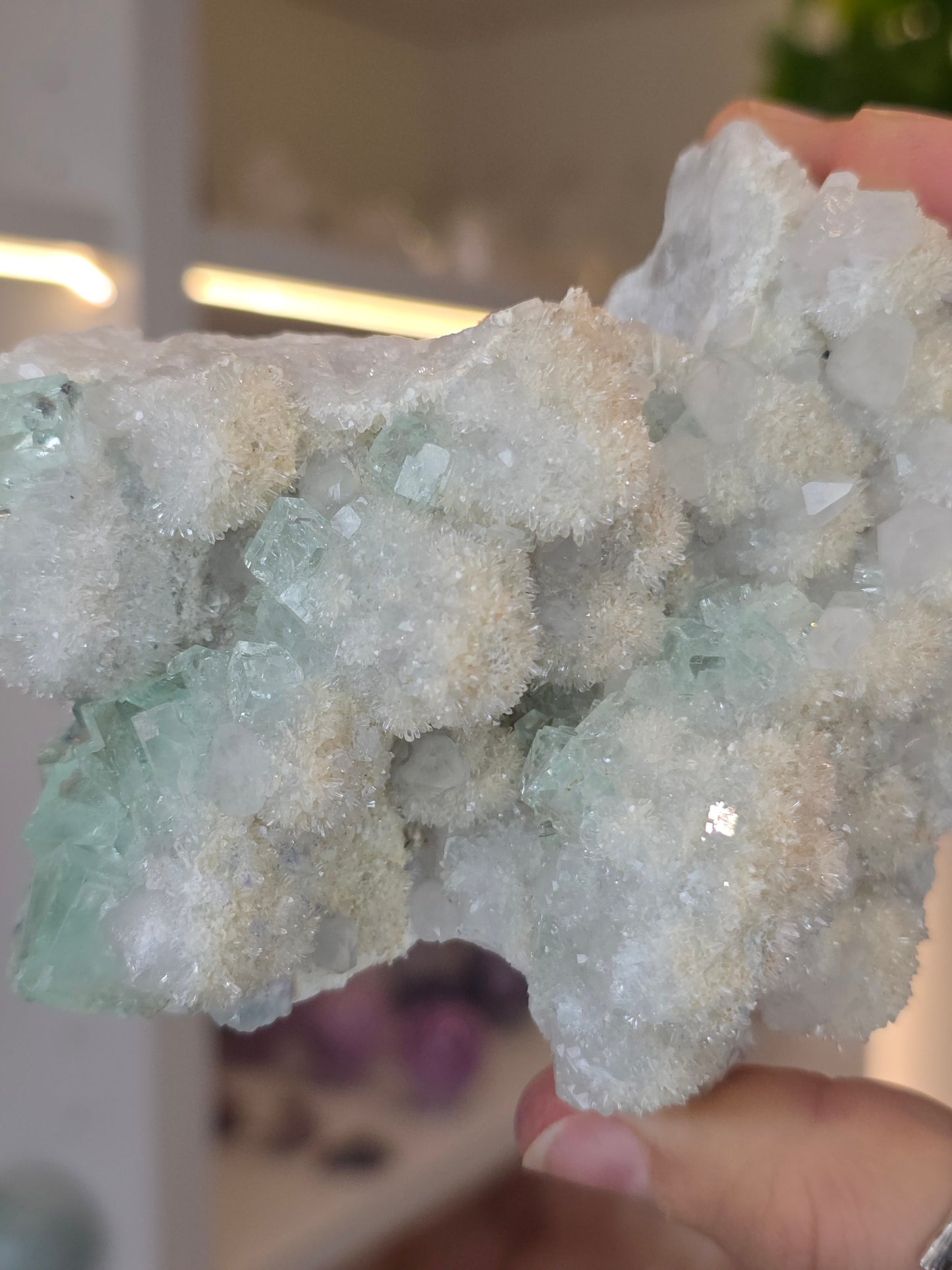 XHL Fluorite with UV Reactive Calcite on Quartz from Xianghualing Mine, Hunan Province, China - D