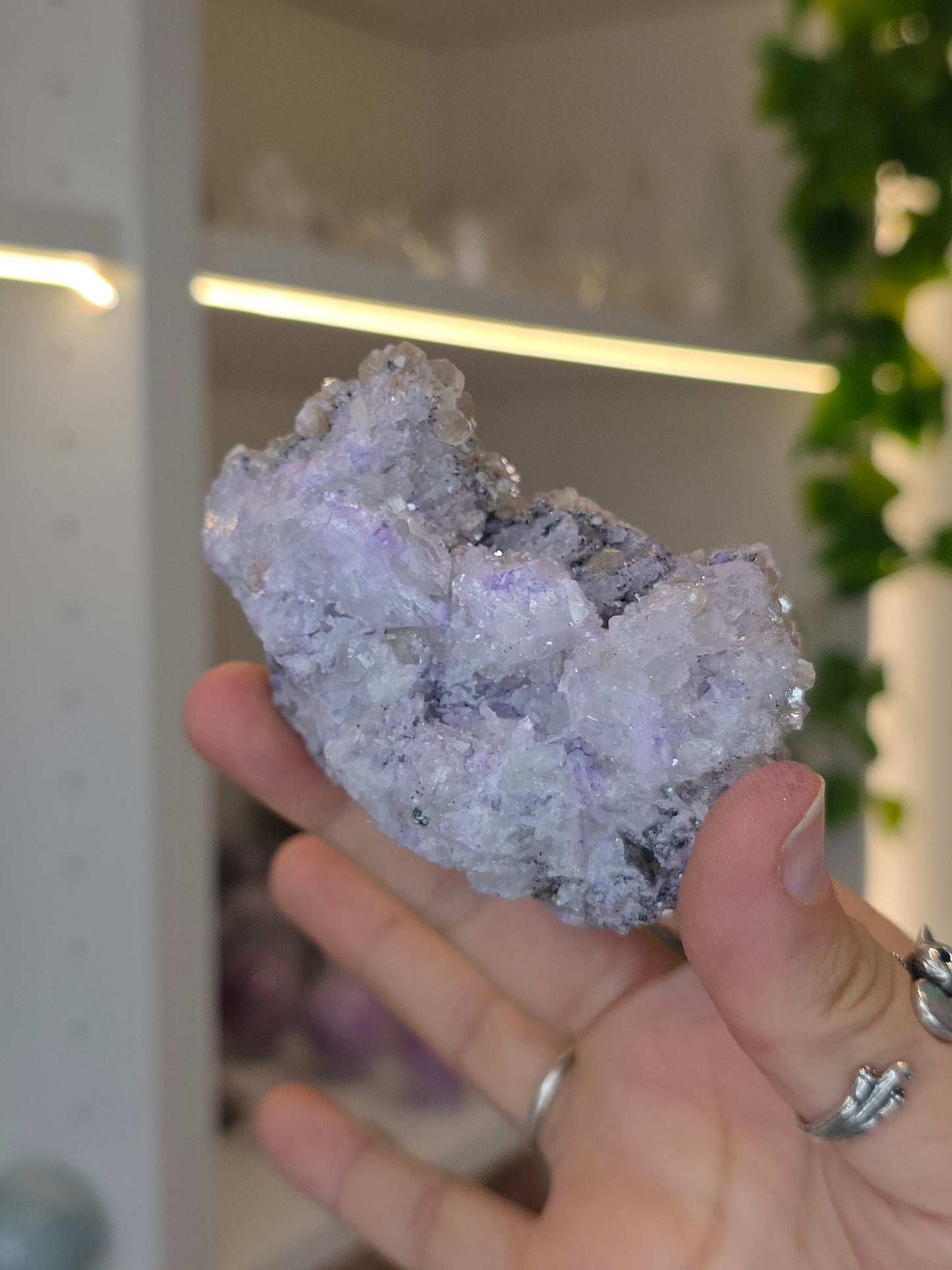 Purpurite with Apophyllite on Quartz from Namibia - A