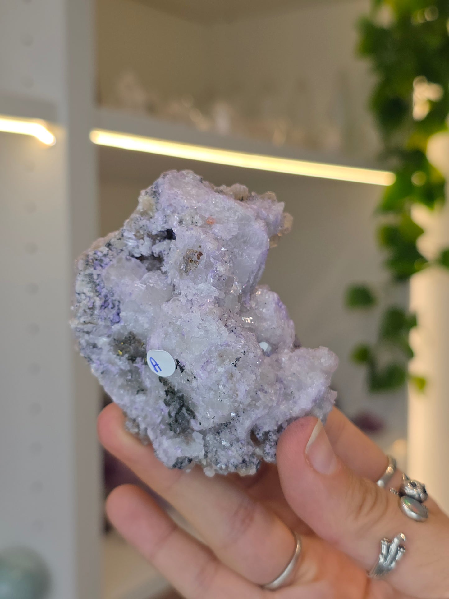 Purpurite with Apophyllite on Quartz from Namibia - A