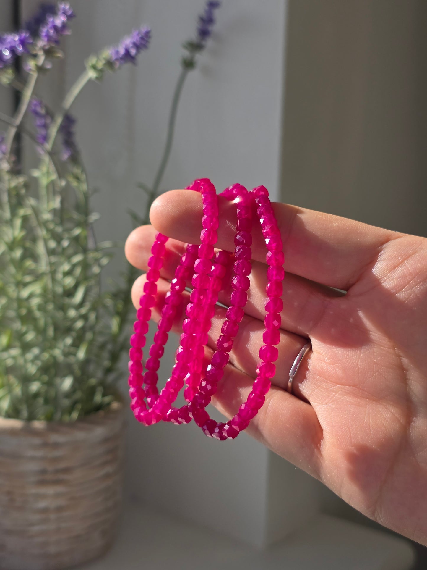 Ruby - Cubic Facetted Bracelet 4mm