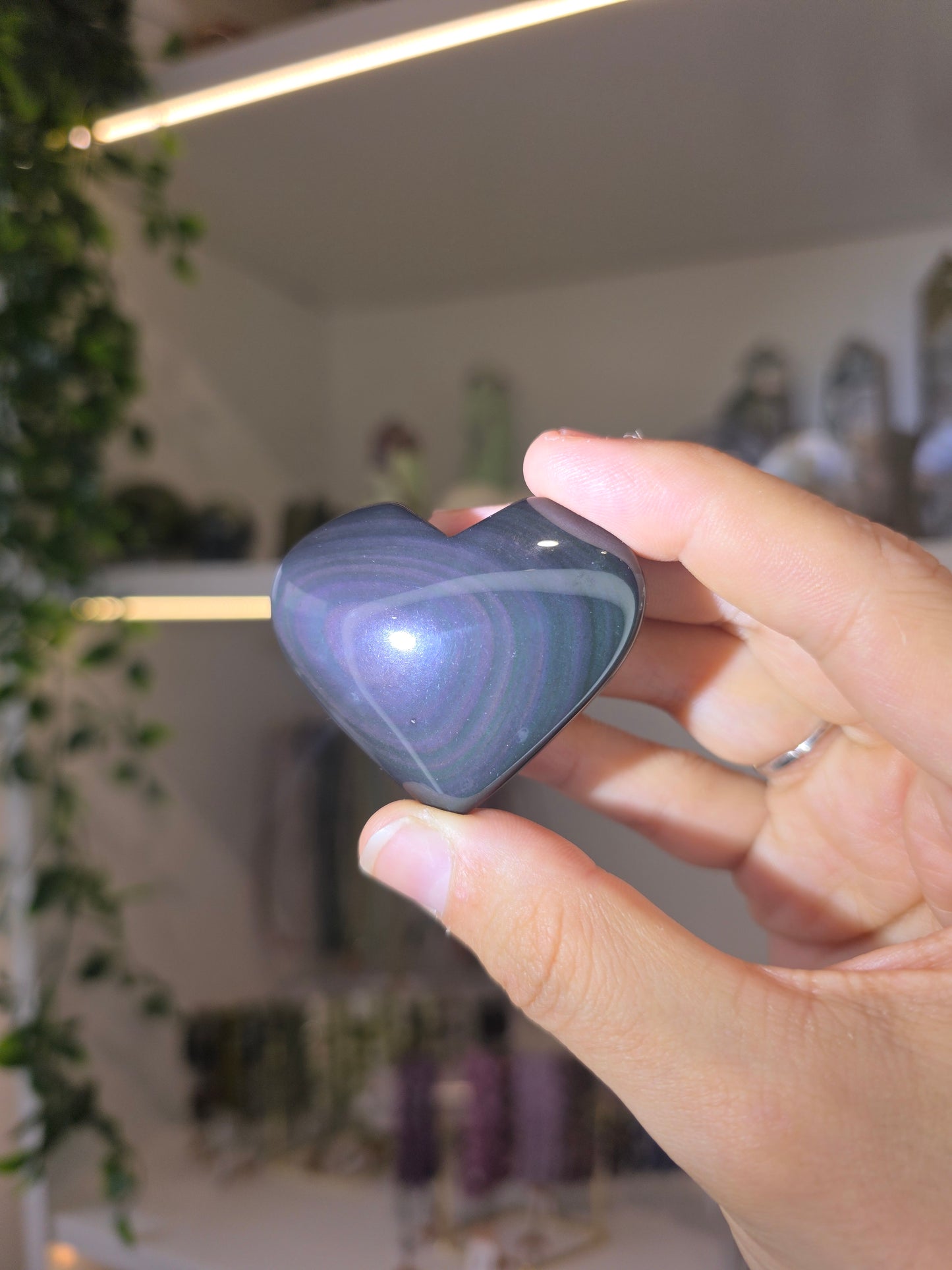 Rainbow Obsidian Hearts from Mexico