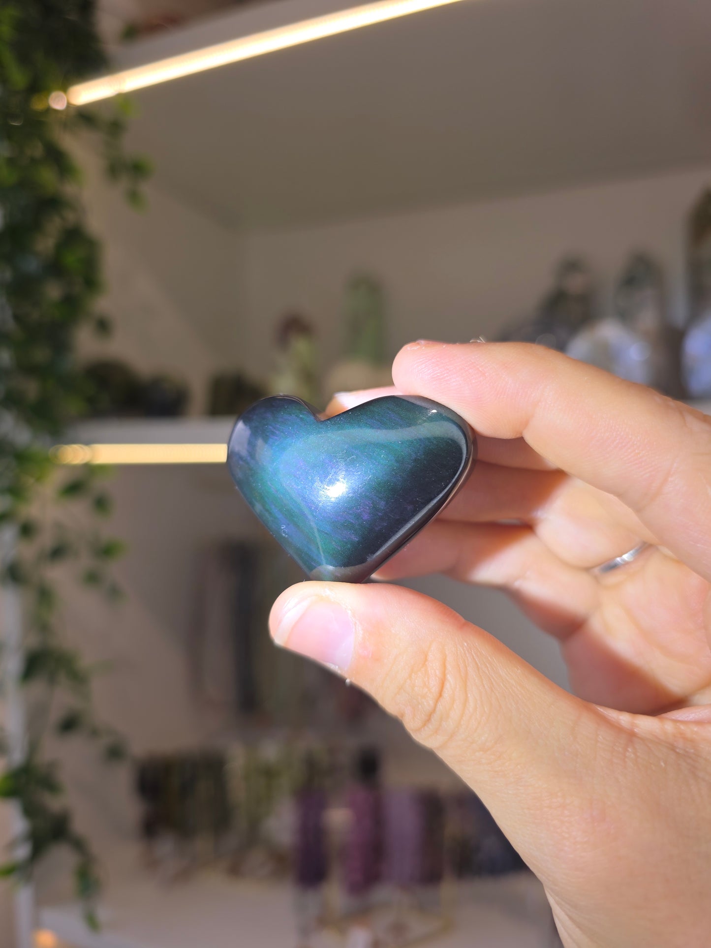 Rainbow Obsidian Hearts from Mexico