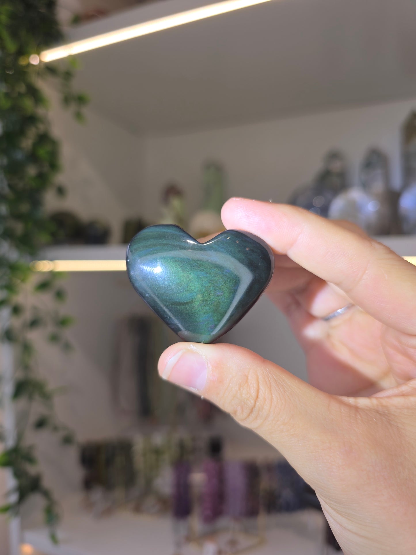 Rainbow Obsidian Hearts from Mexico