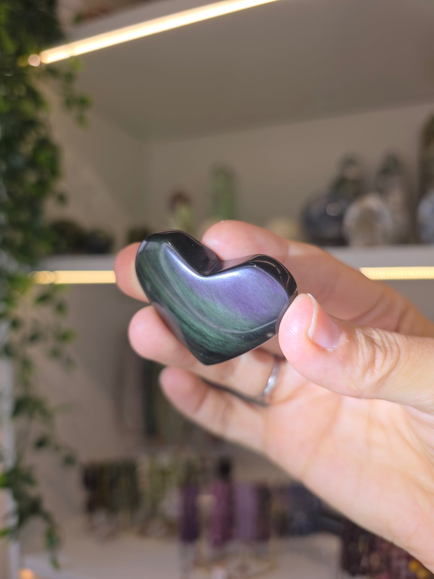 Rainbow Obsidian Hearts from Mexico