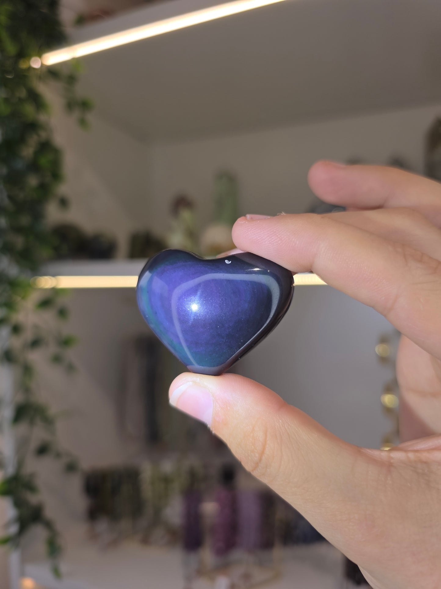 Rainbow Obsidian Hearts from Mexico