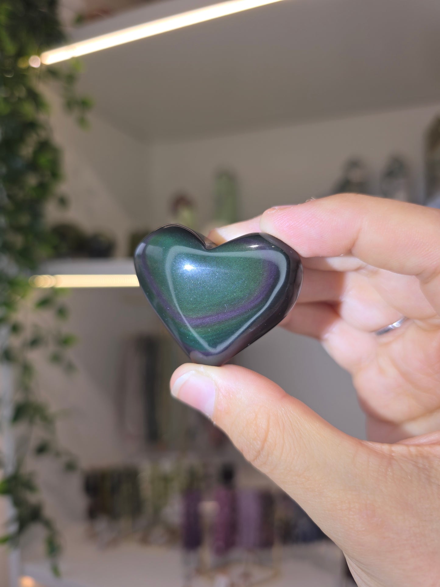 Rainbow Obsidian Hearts from Mexico