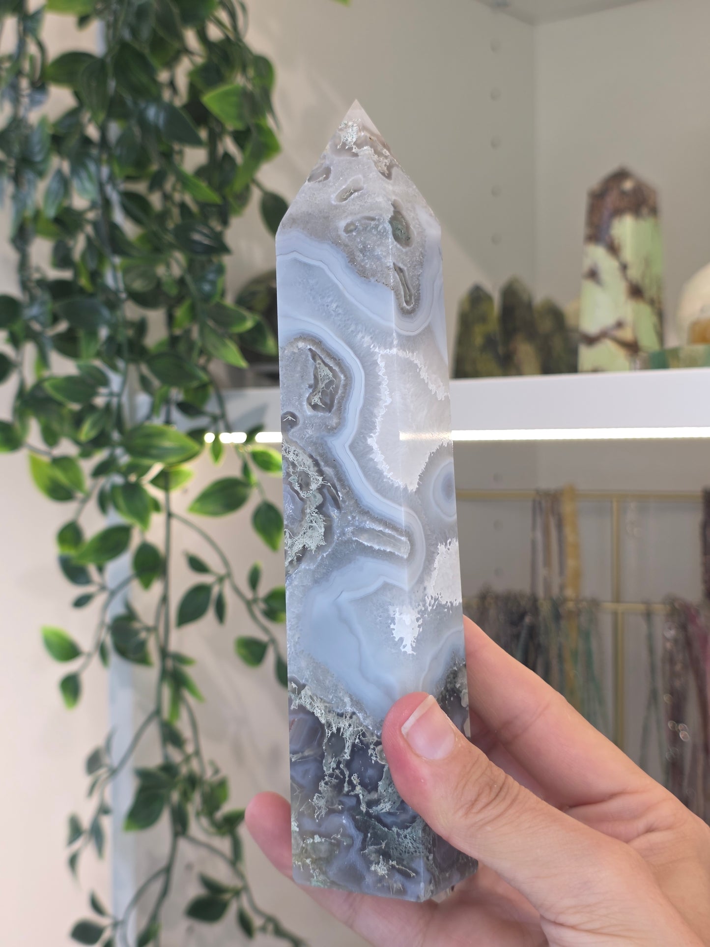 Moss Agate Tower from India - B