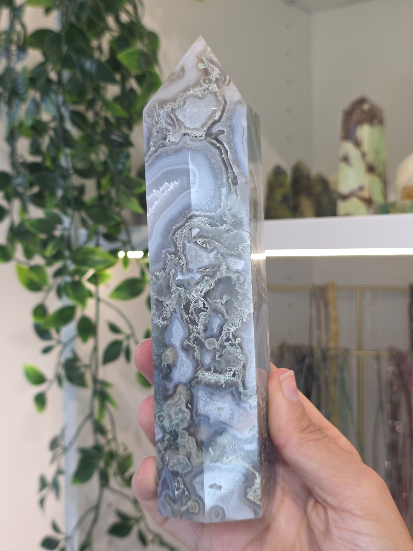 Moss Agate Tower from India - B