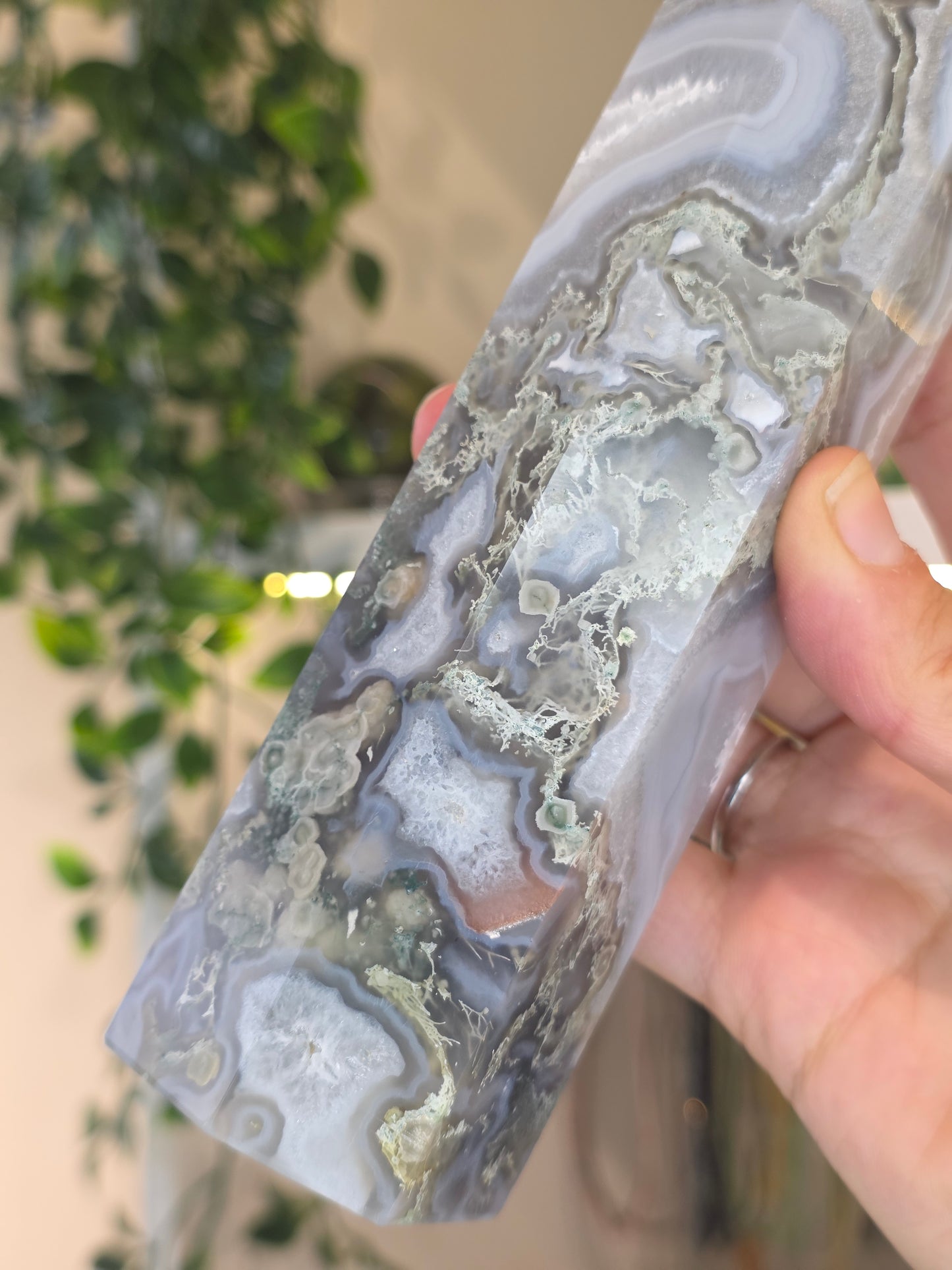 Moss Agate Tower from India - B