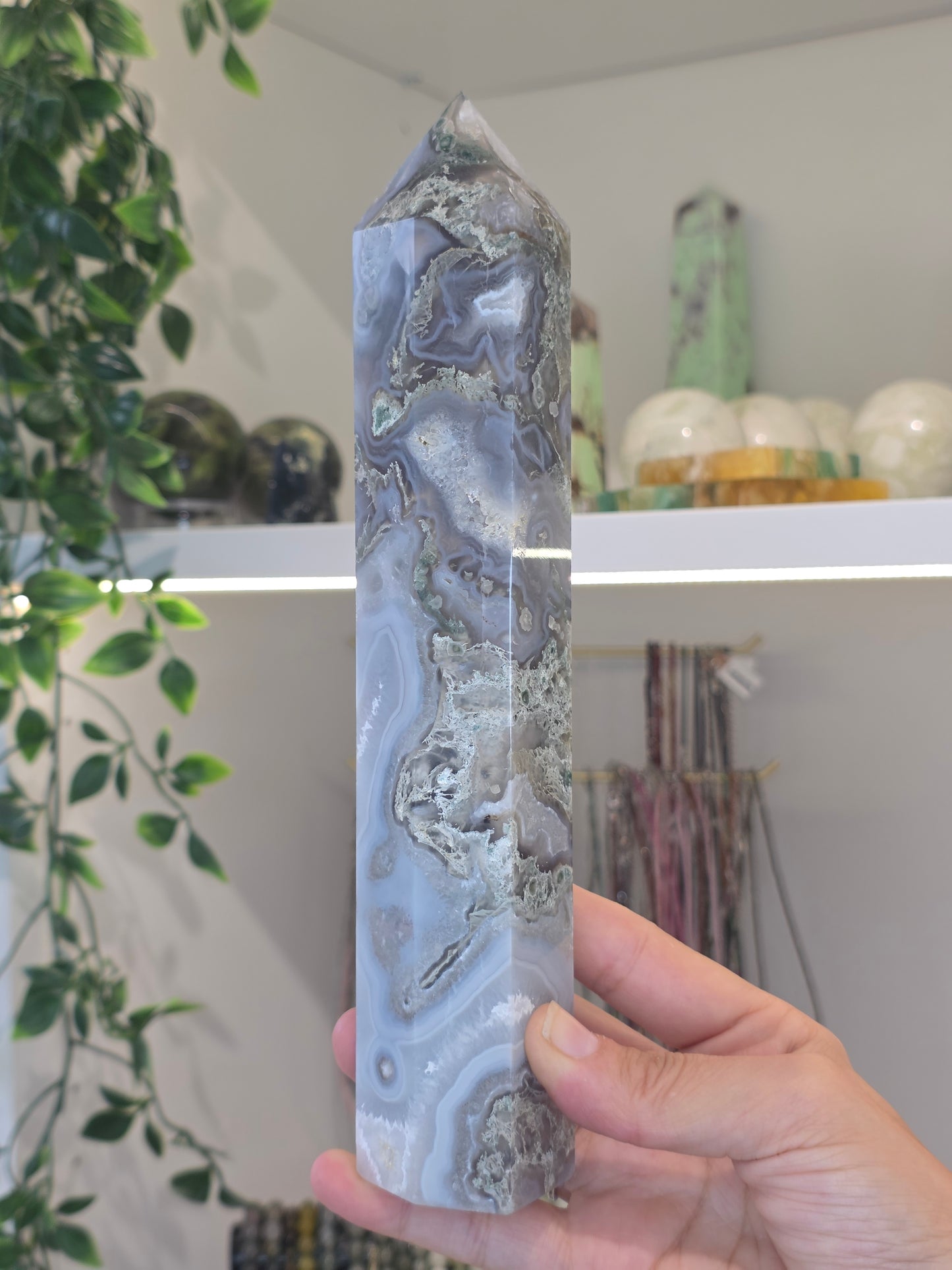 Moss Agate Tower from India - C