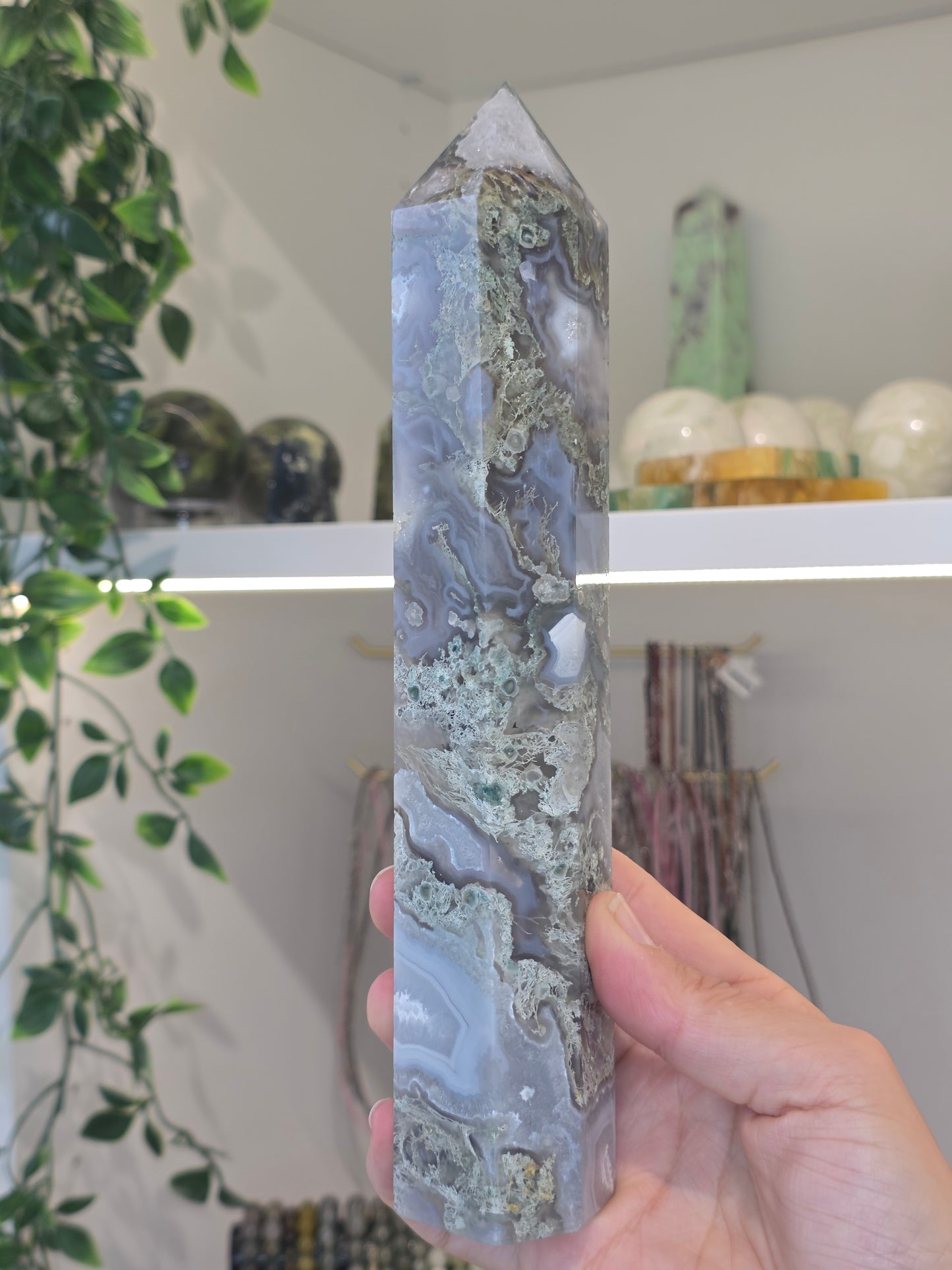 Moss Agate Tower from India - C