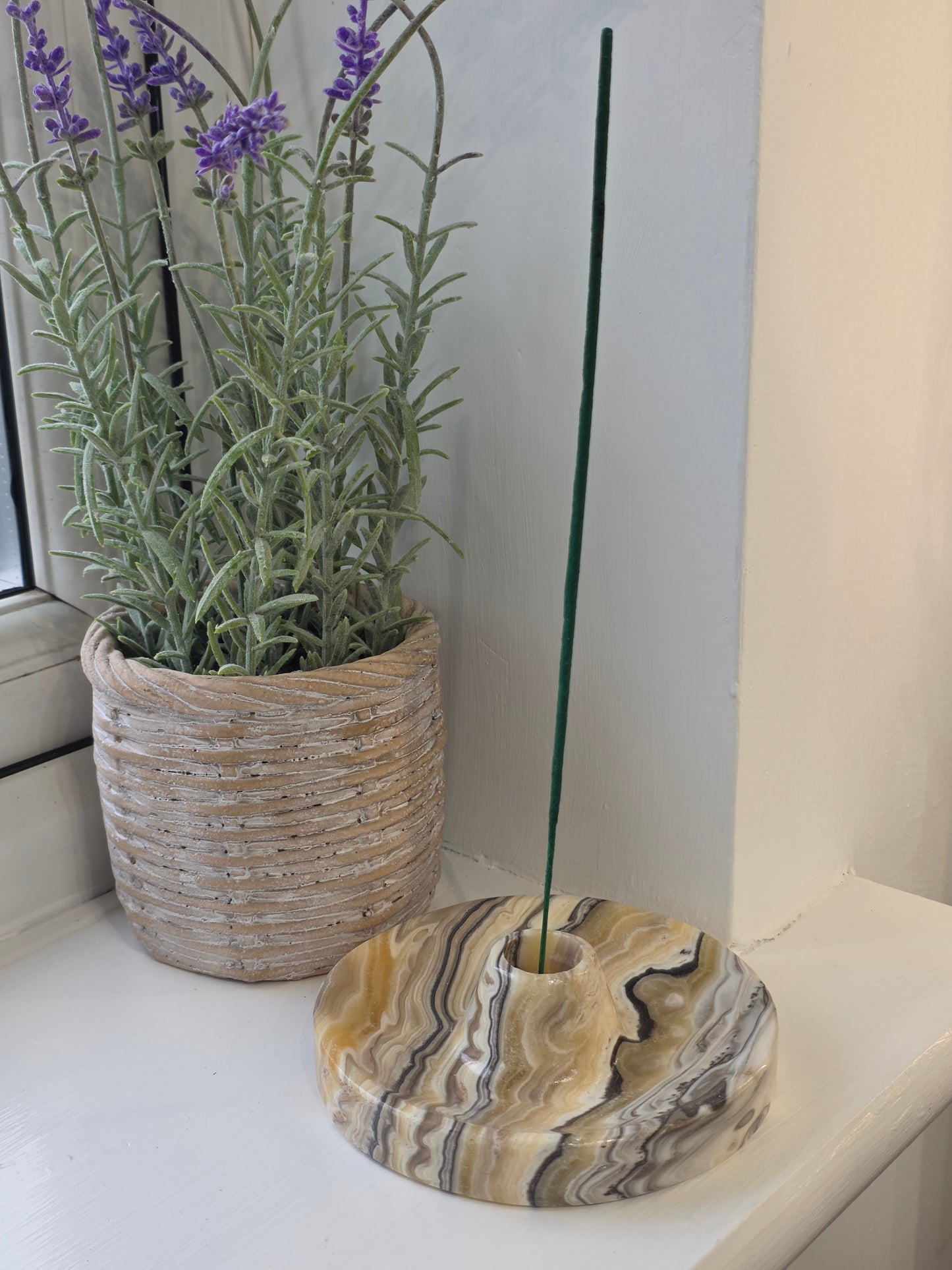 Mexican Onyx Palo Santo Incense Holder - Yellow Zebra - B