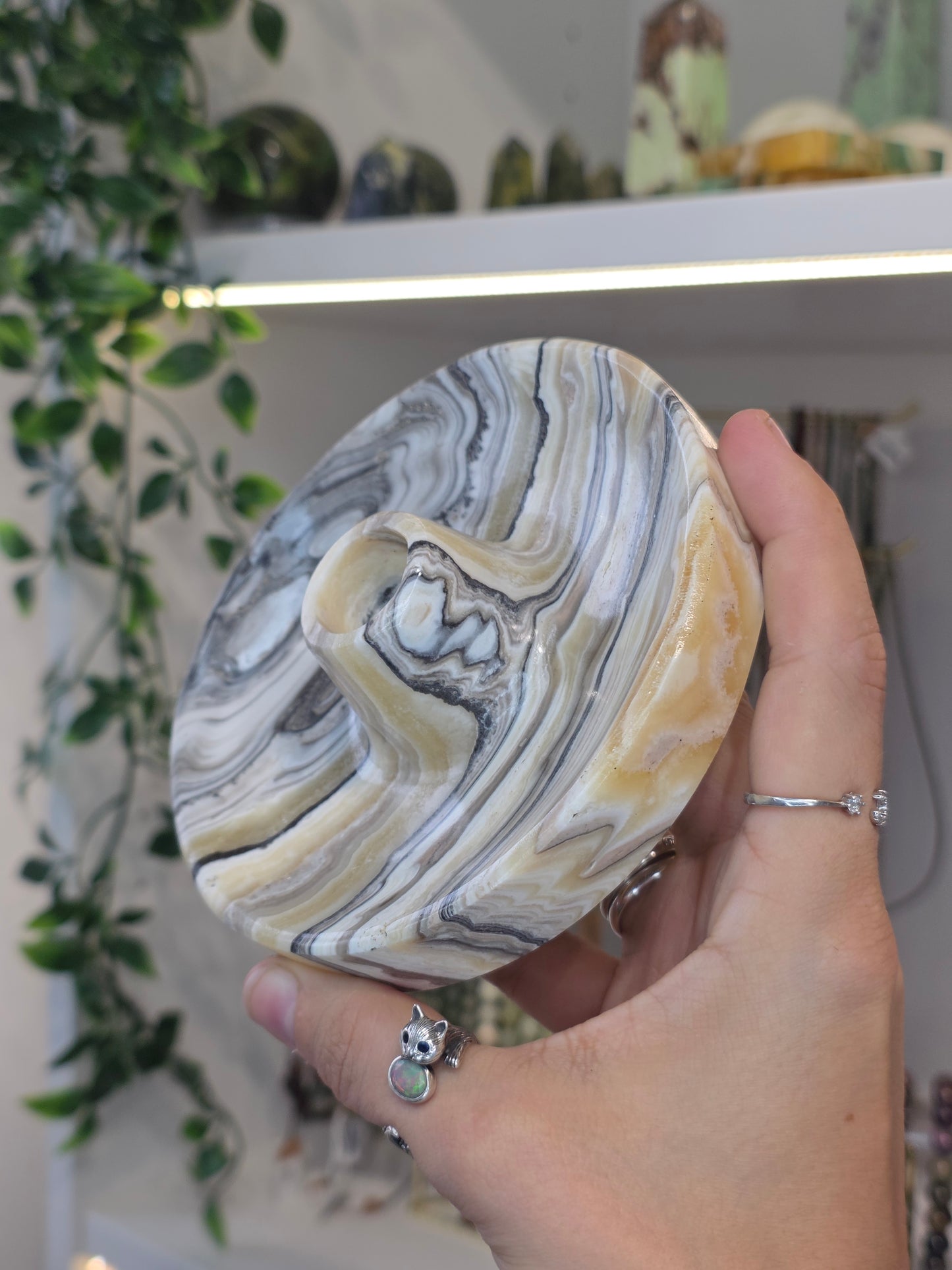 Mexican Onyx Palo Santo Incense Holder - Yellow Zebra - A
