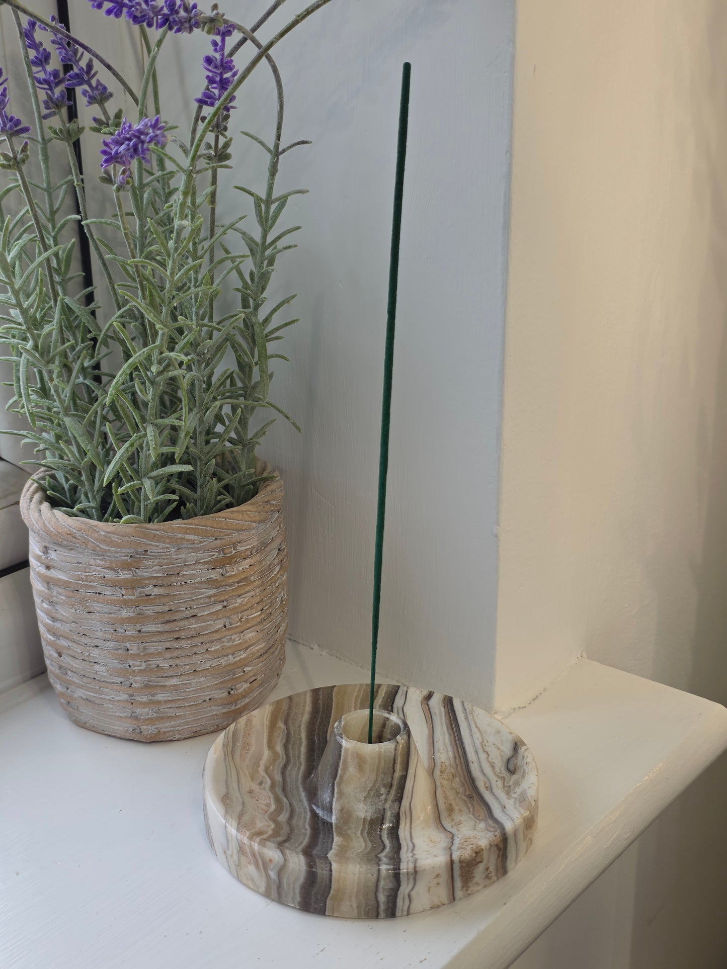 Mexican Onyx Palo Santo Incense Holder - Black/White Zebra Calcite - J