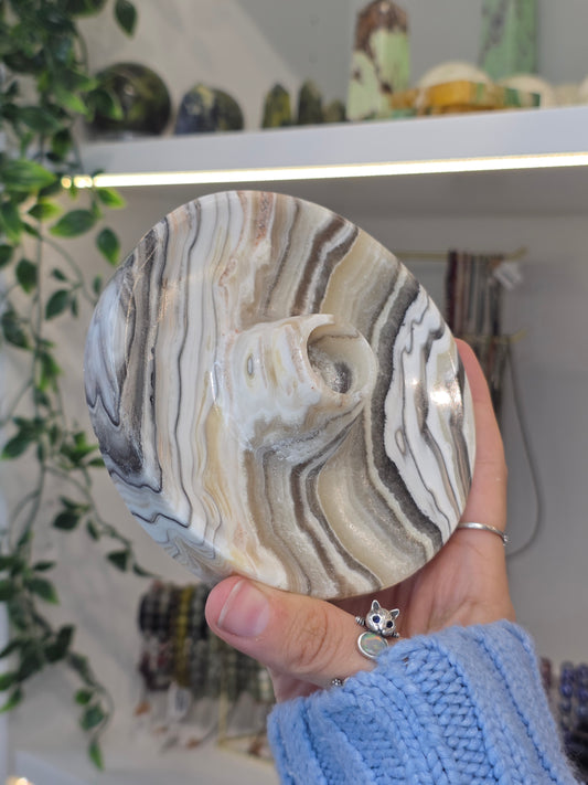 Mexican Onyx Palo Santo Incense Holder - Black/White Zebra Calcite - I