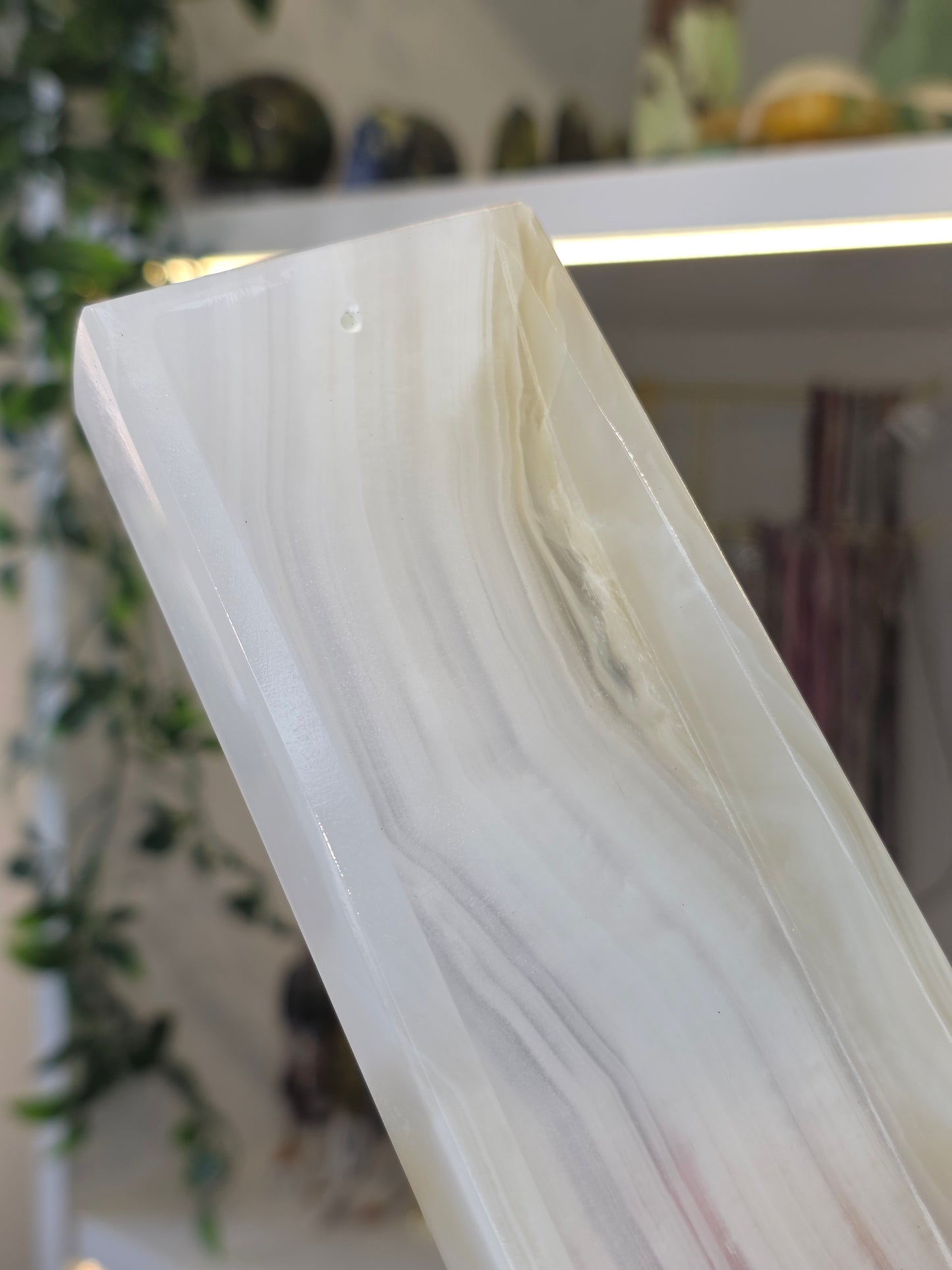 Mexican Onyx Incense Tray - White Banded Calcite - A