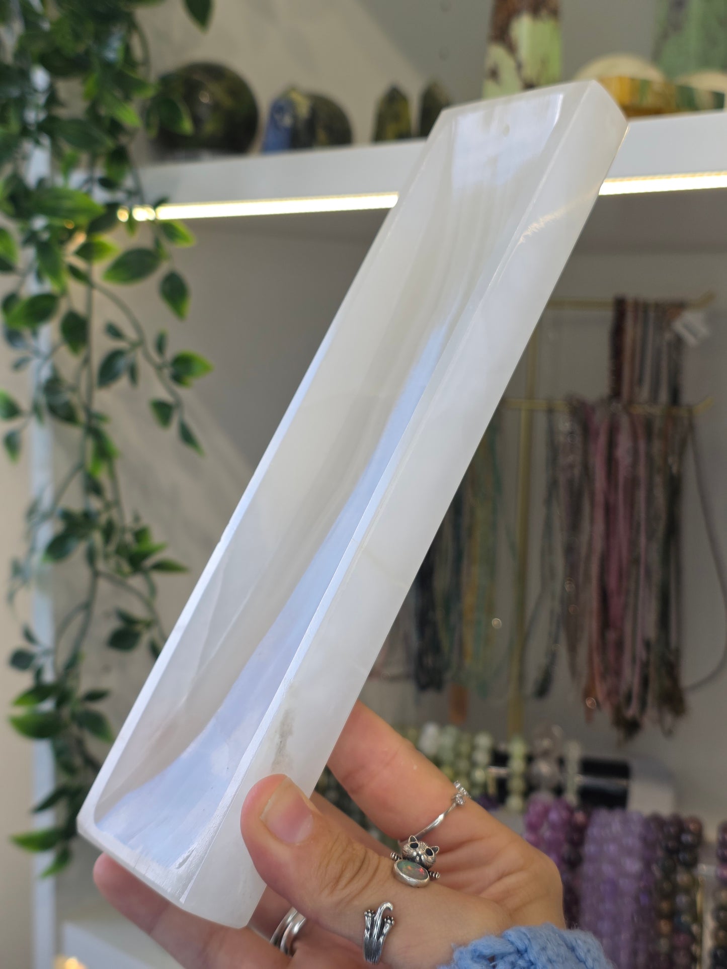Mexican Onyx Incense Tray - White Banded Calcite - C