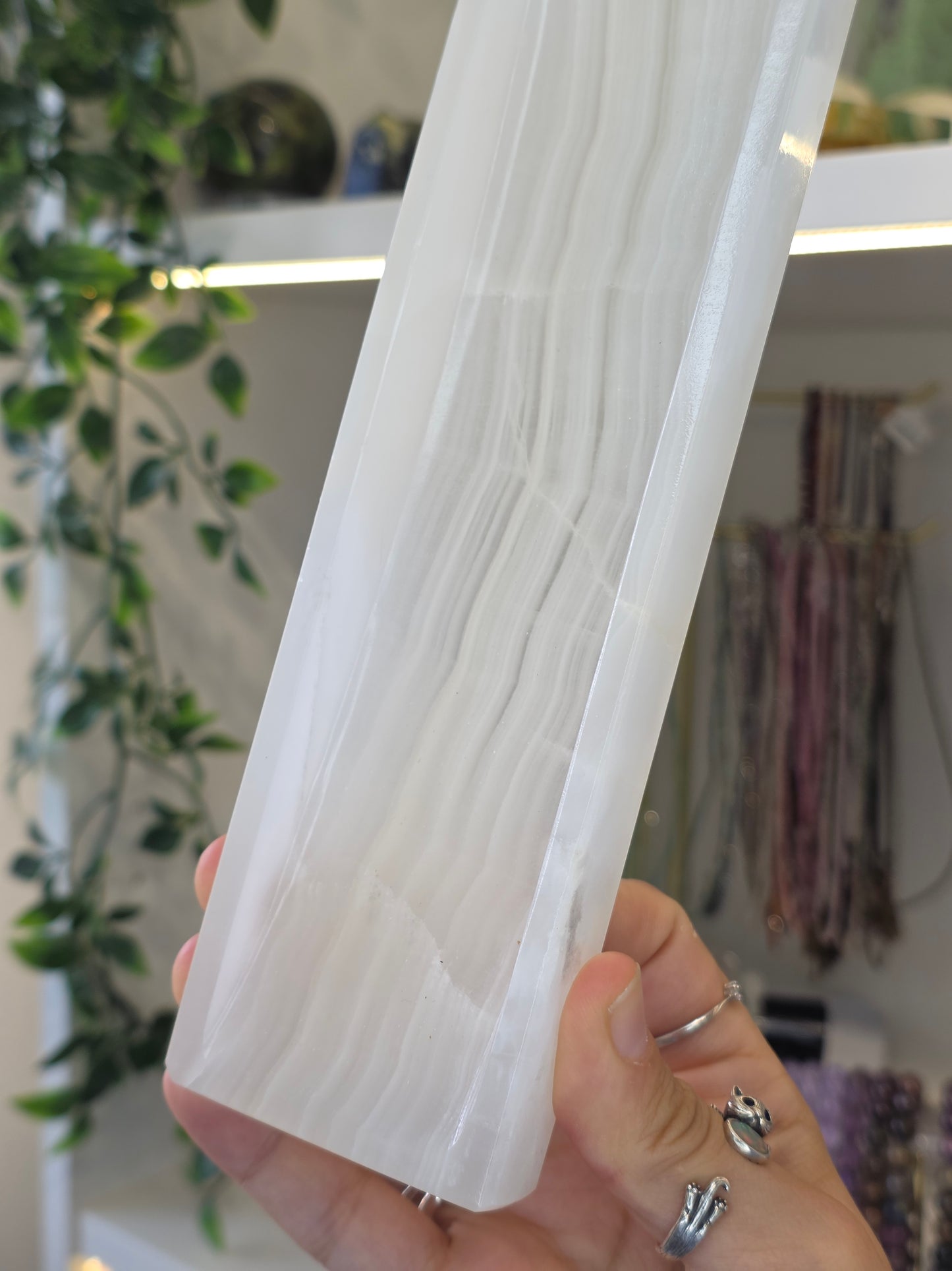 Mexican Onyx Incense Tray - White Banded Calcite - C