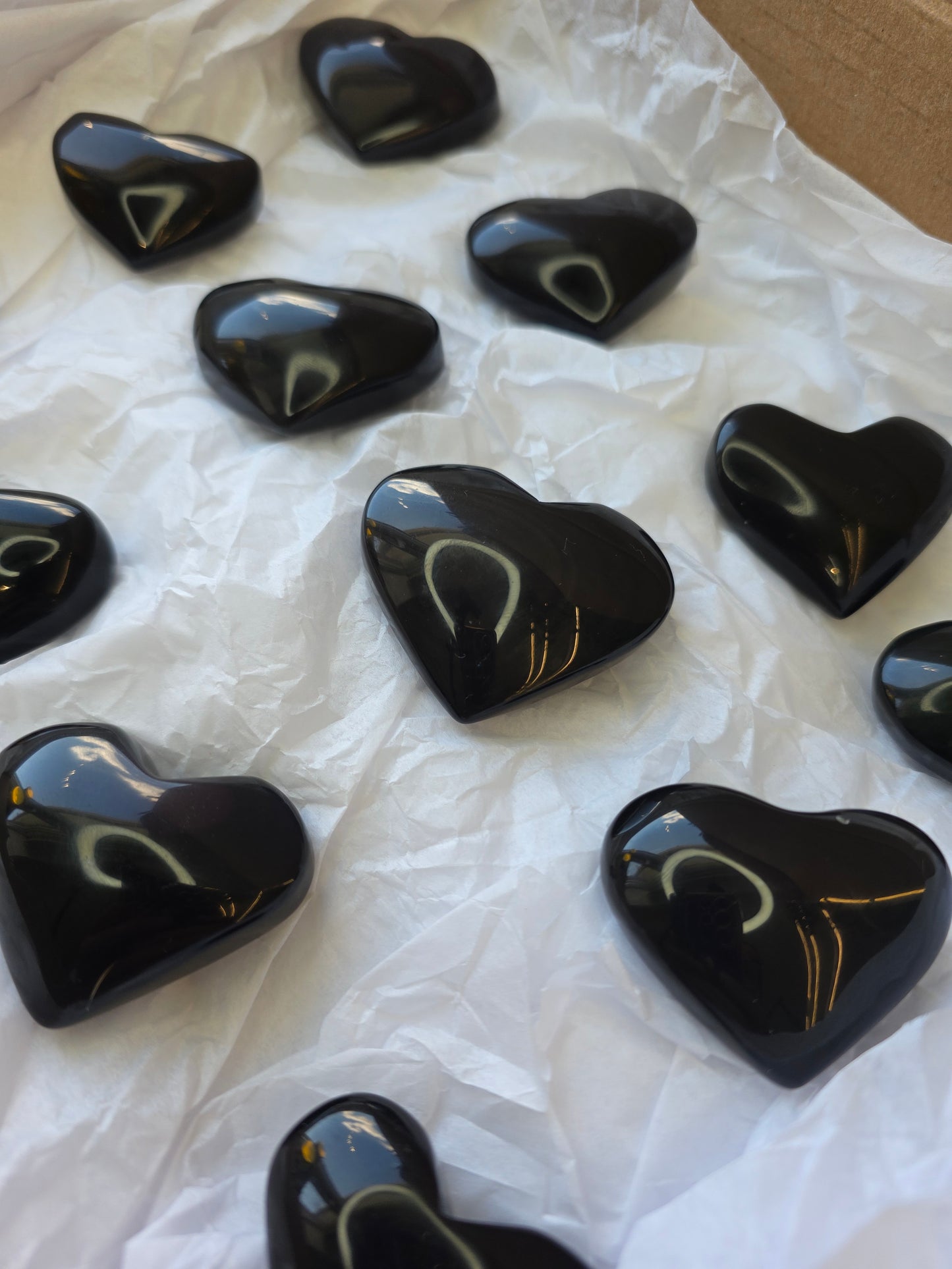 Rainbow Obsidian Hearts from Mexico