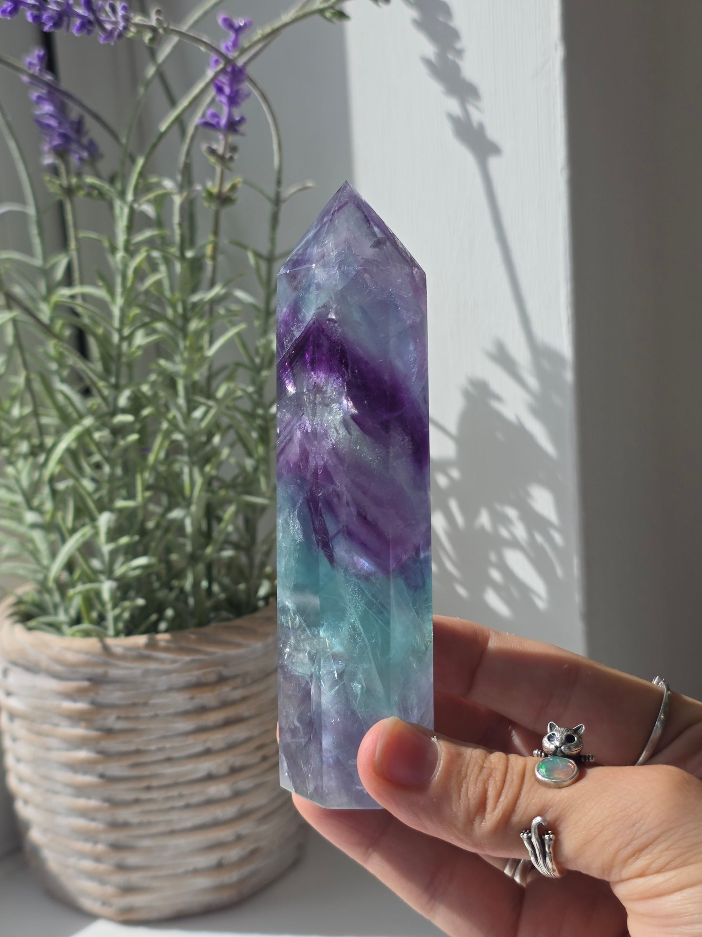 Flashy Rainbow Fluorite Tower - B